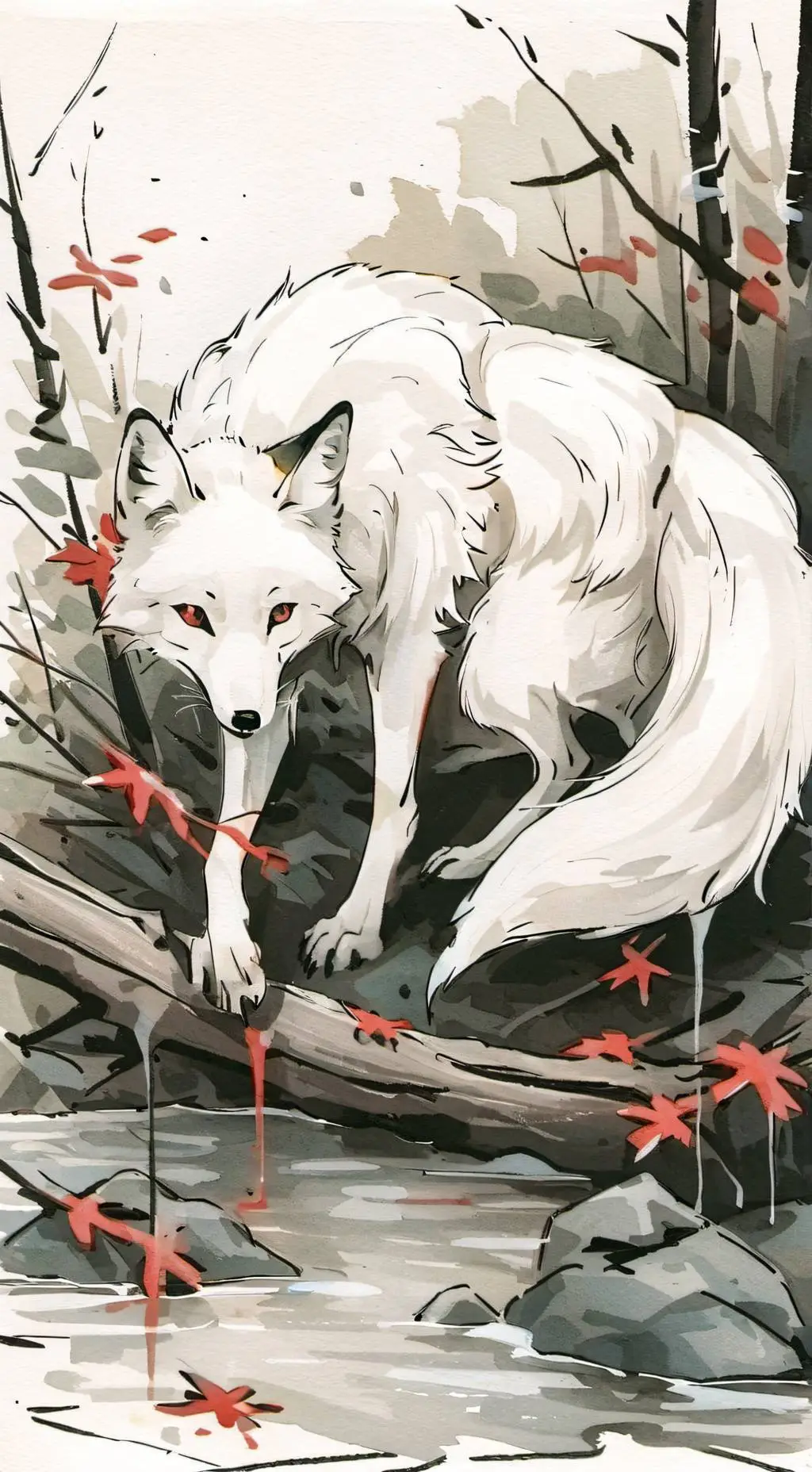 ai character: White fox background