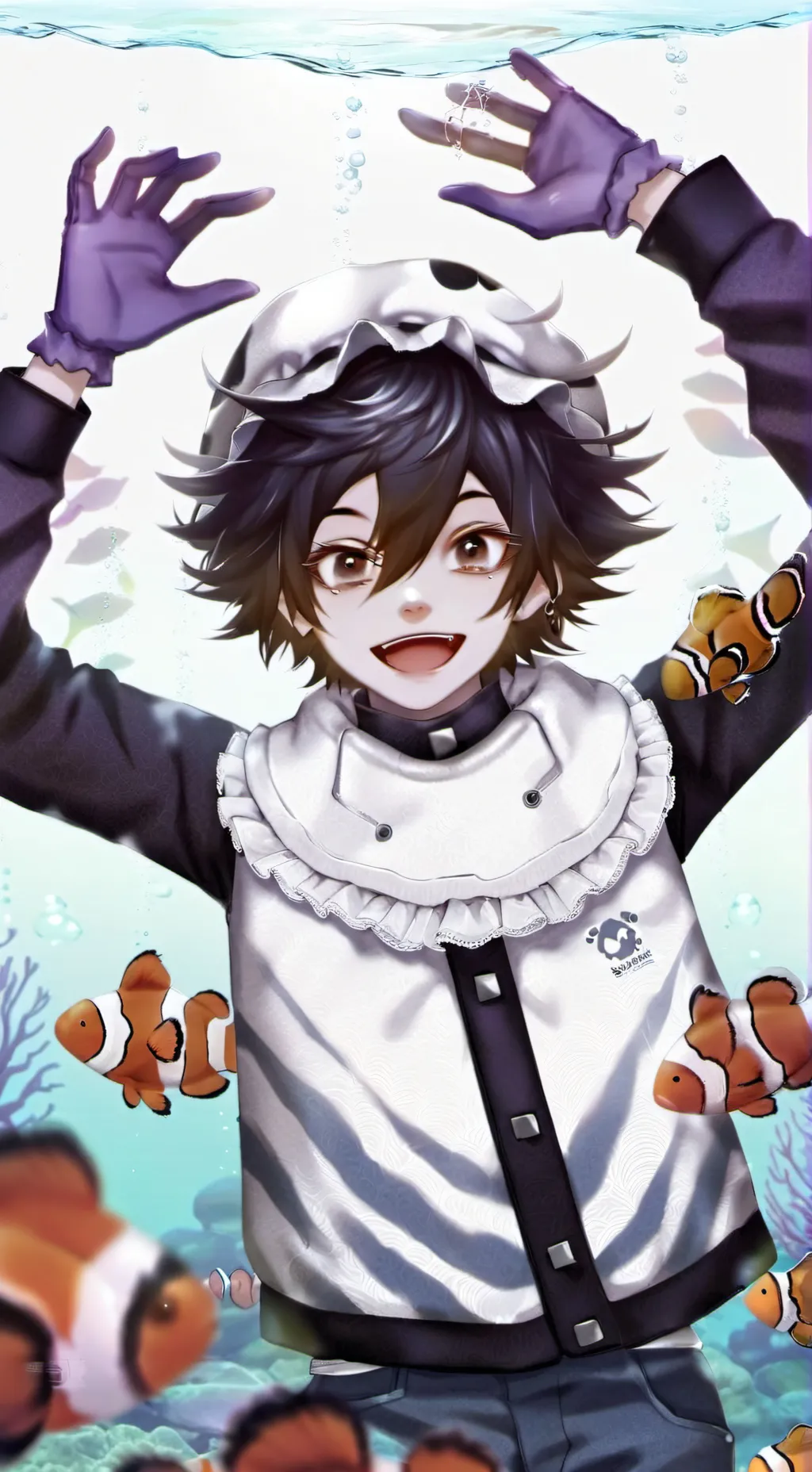 ai character: Striped Clownfish Furry background