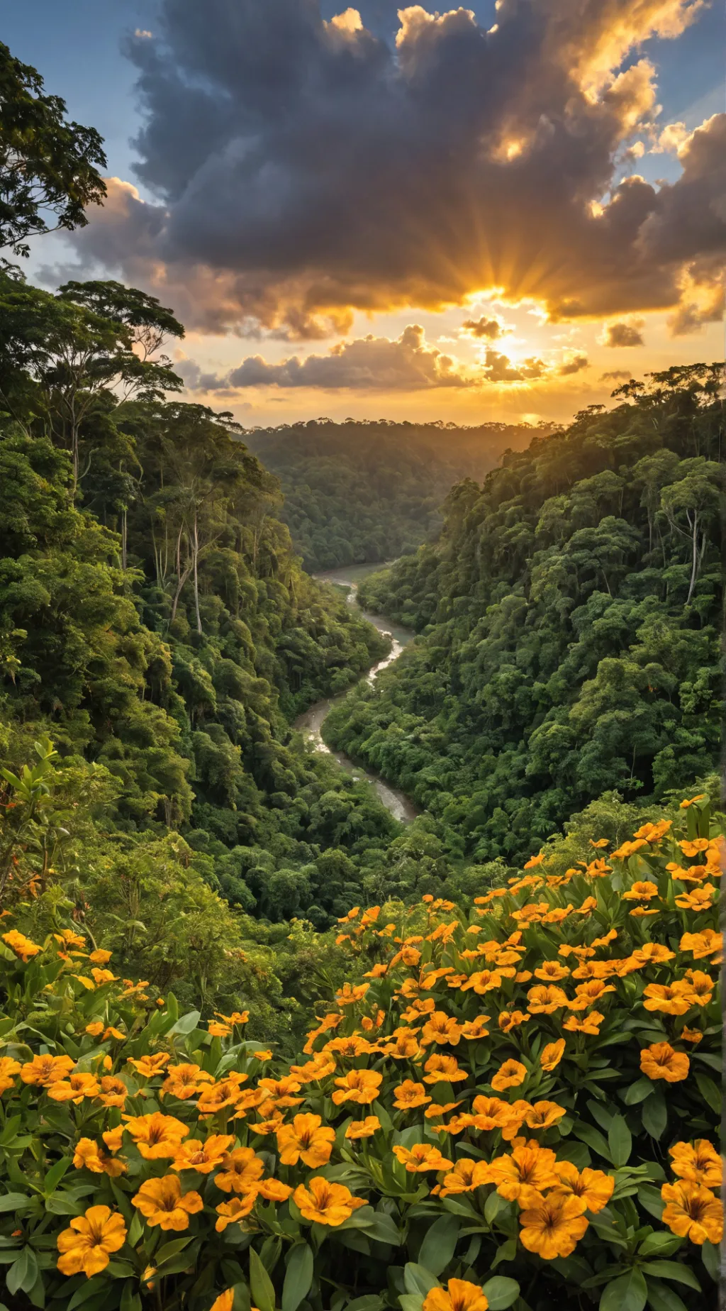 ai character: MHA rainforest background