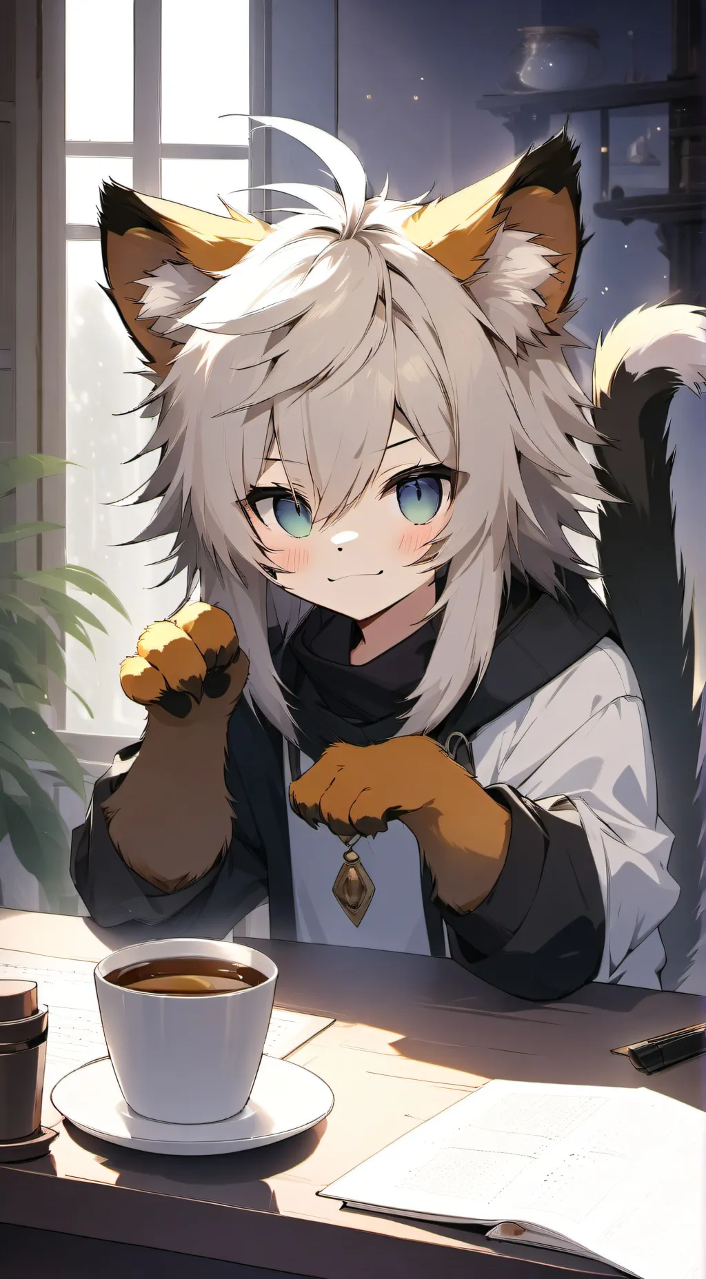 ai character: Femboy Fluff Spirit background