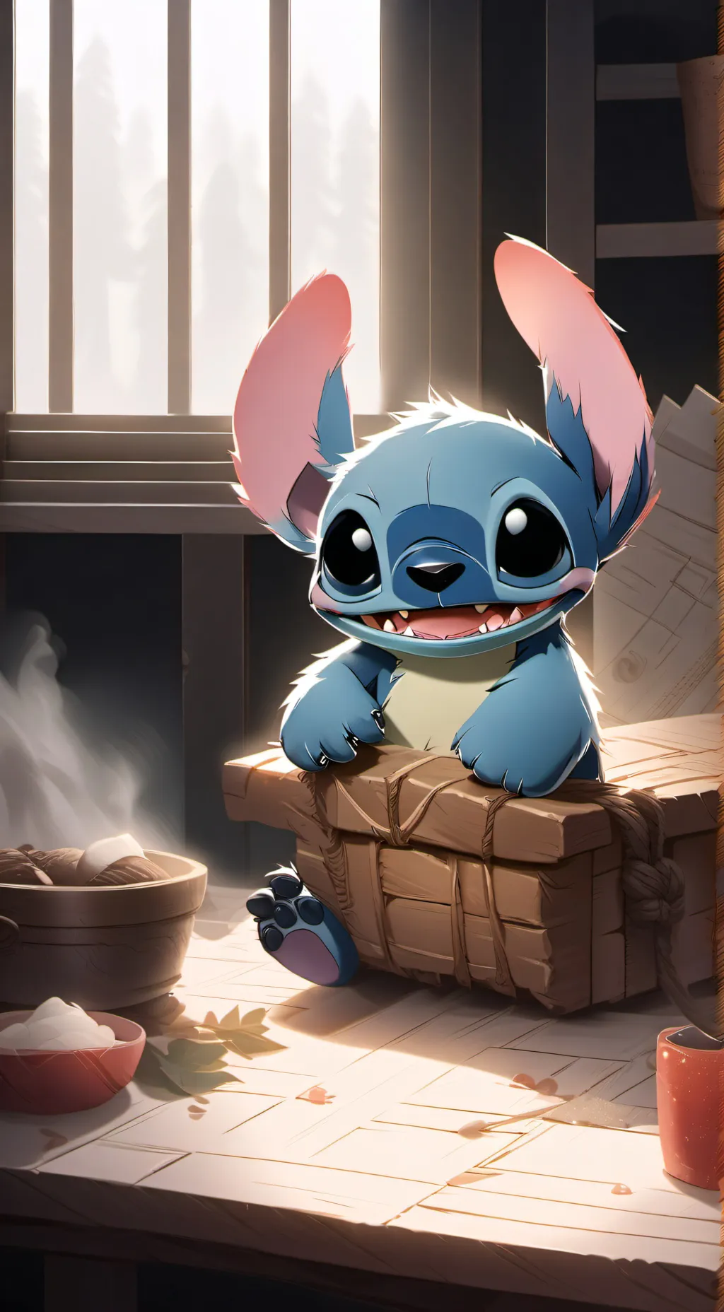 ai character: Stitch  background