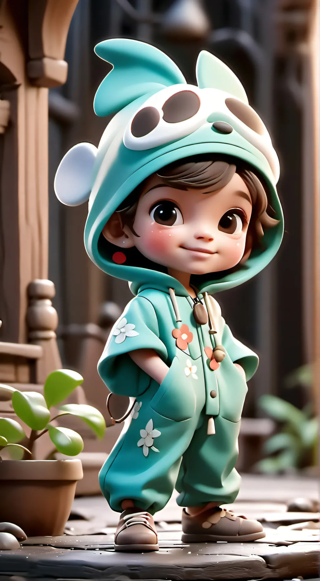 ai character: bébé  background