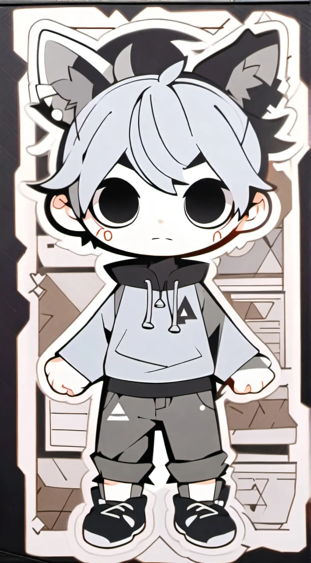 ai character: Grey from sprunki background