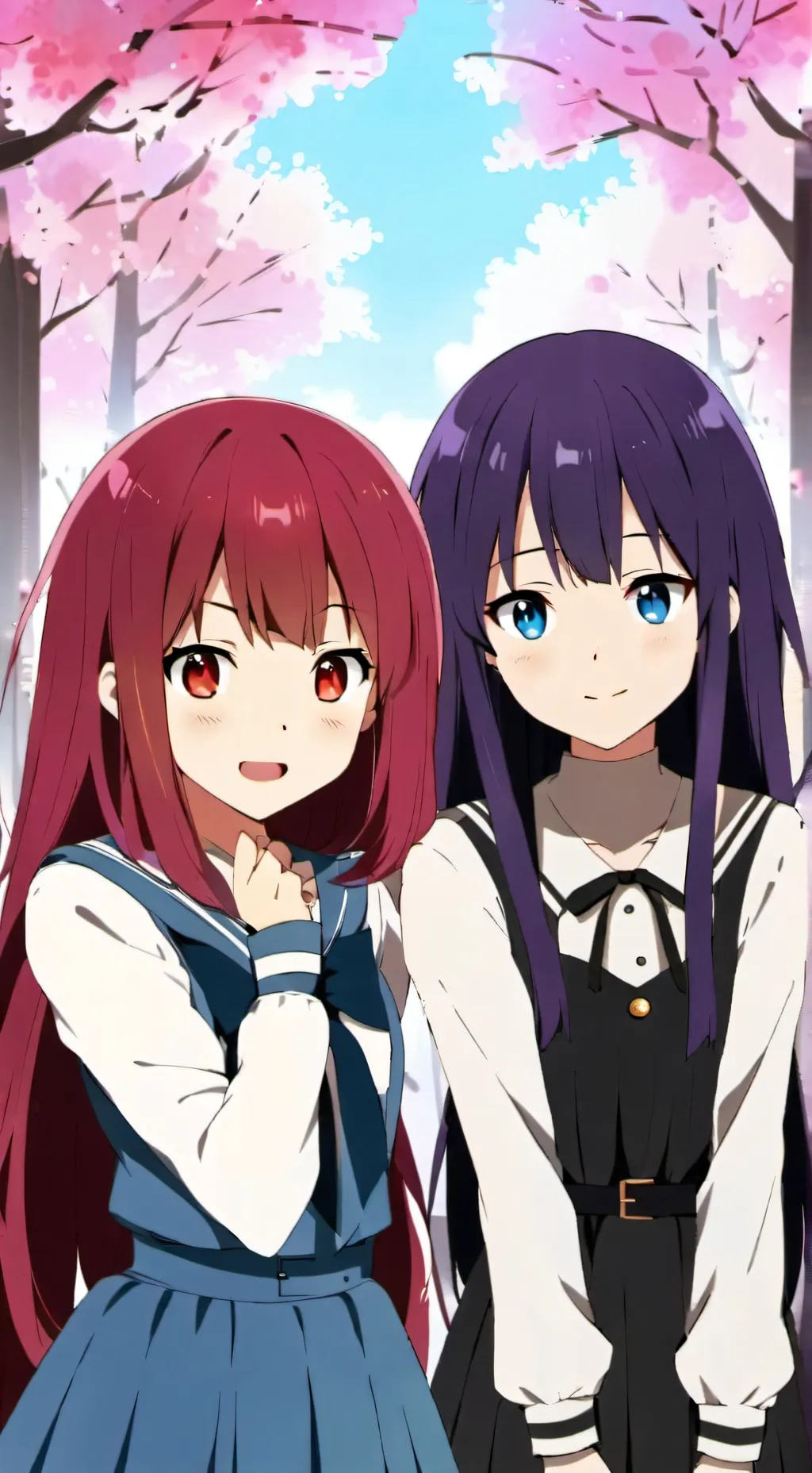 ai character: Mariluz💜 y Maria❤ background