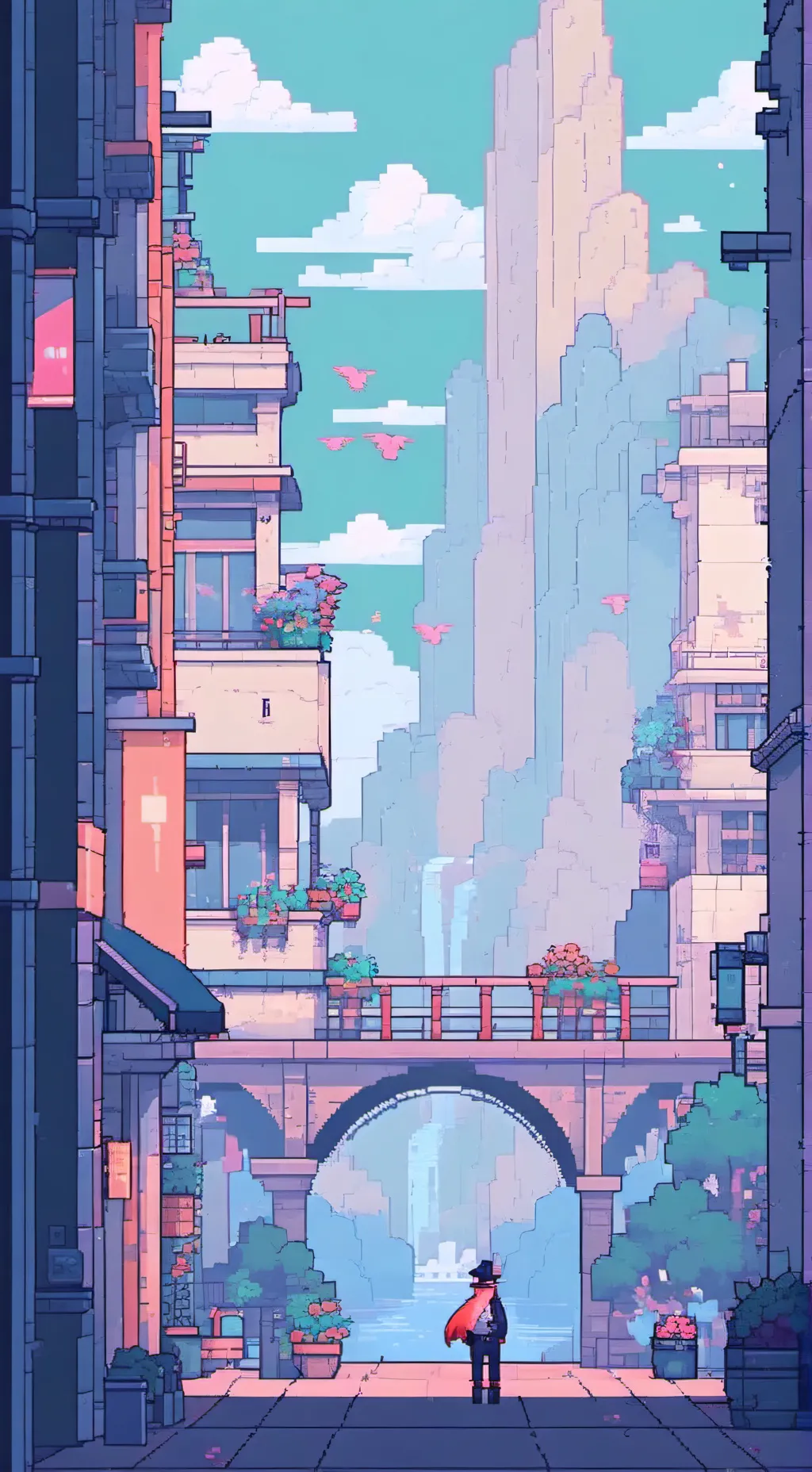 ai character: Fanny&Shrimpo meet background