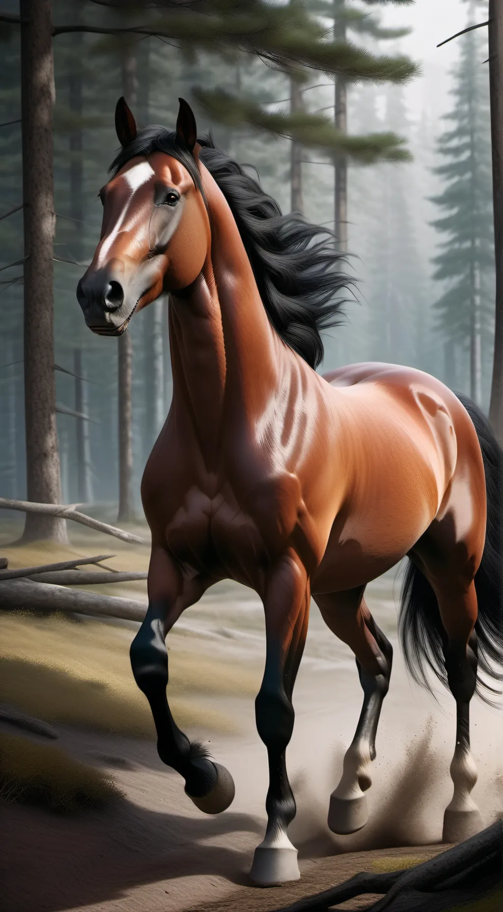 ai character: Wild horse  background