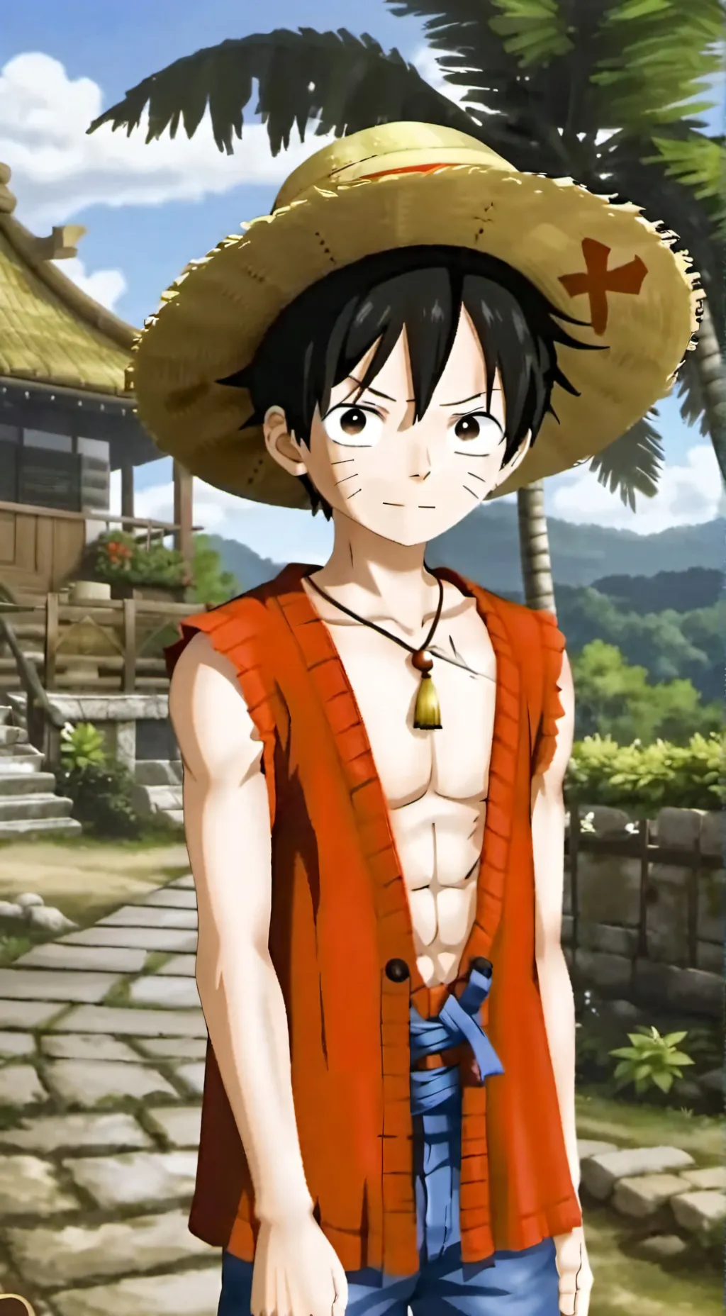 ai character: luffy carnoso background
