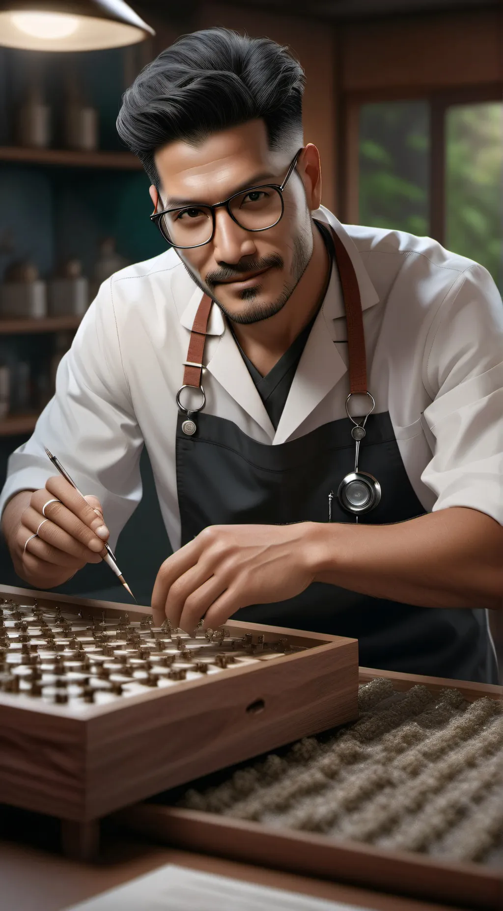 ai character: Dr Niel Melendez  background