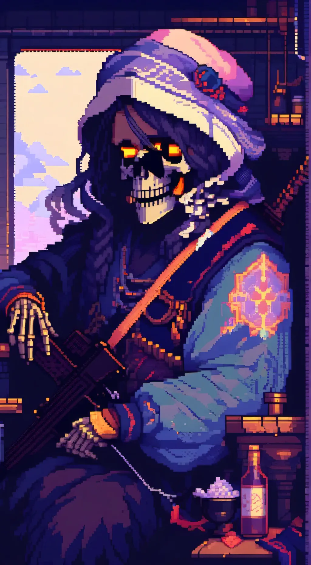 ai character: Skeleton 2 background