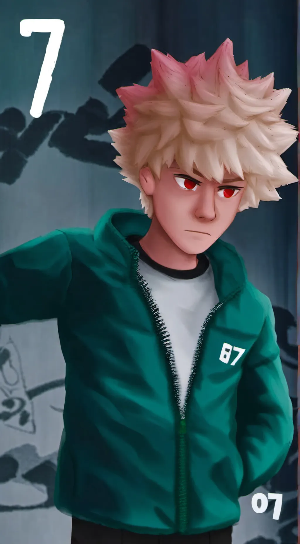 ai character: Bakugo (squidgame) background