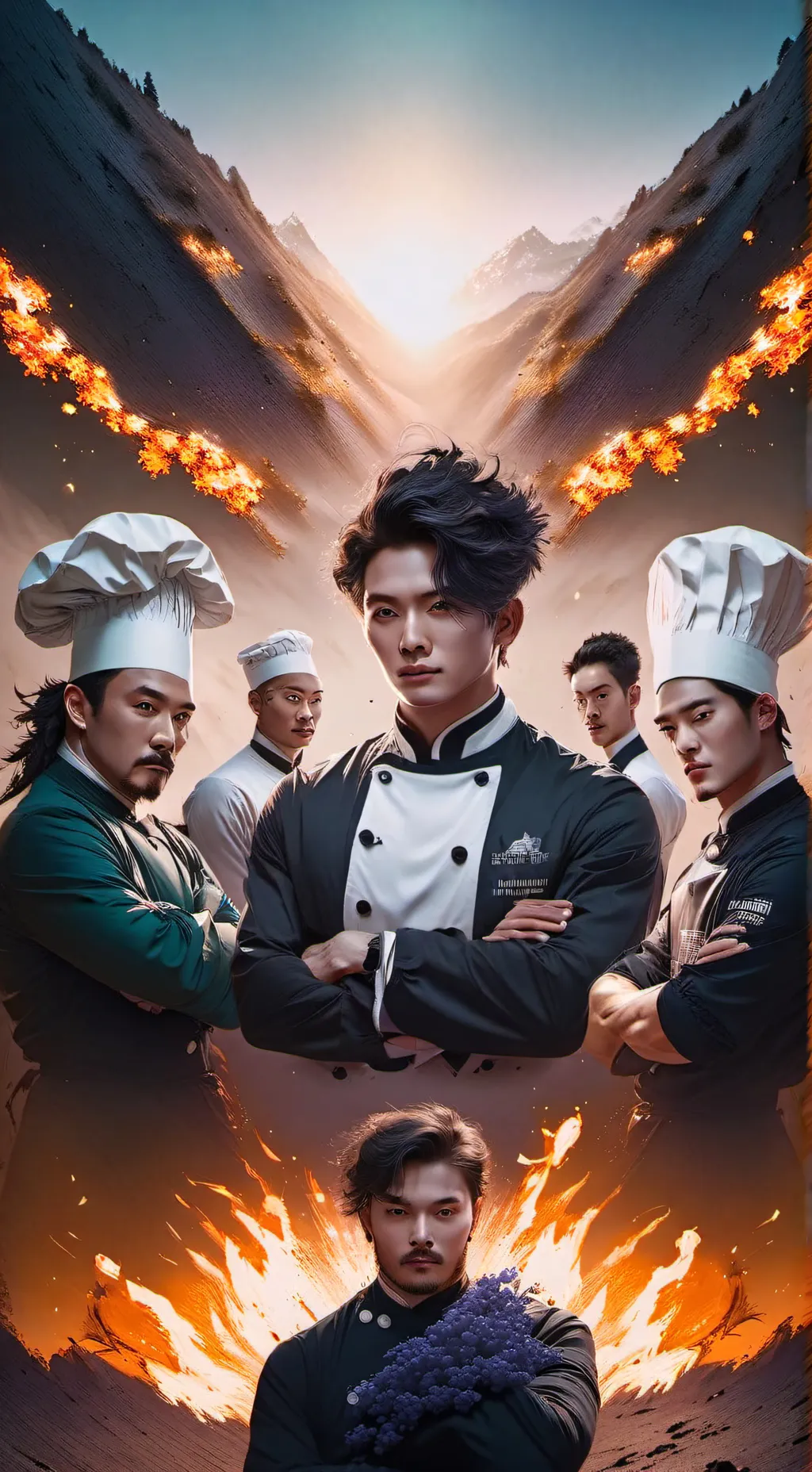 ai character: 5 3 star chefs. background
