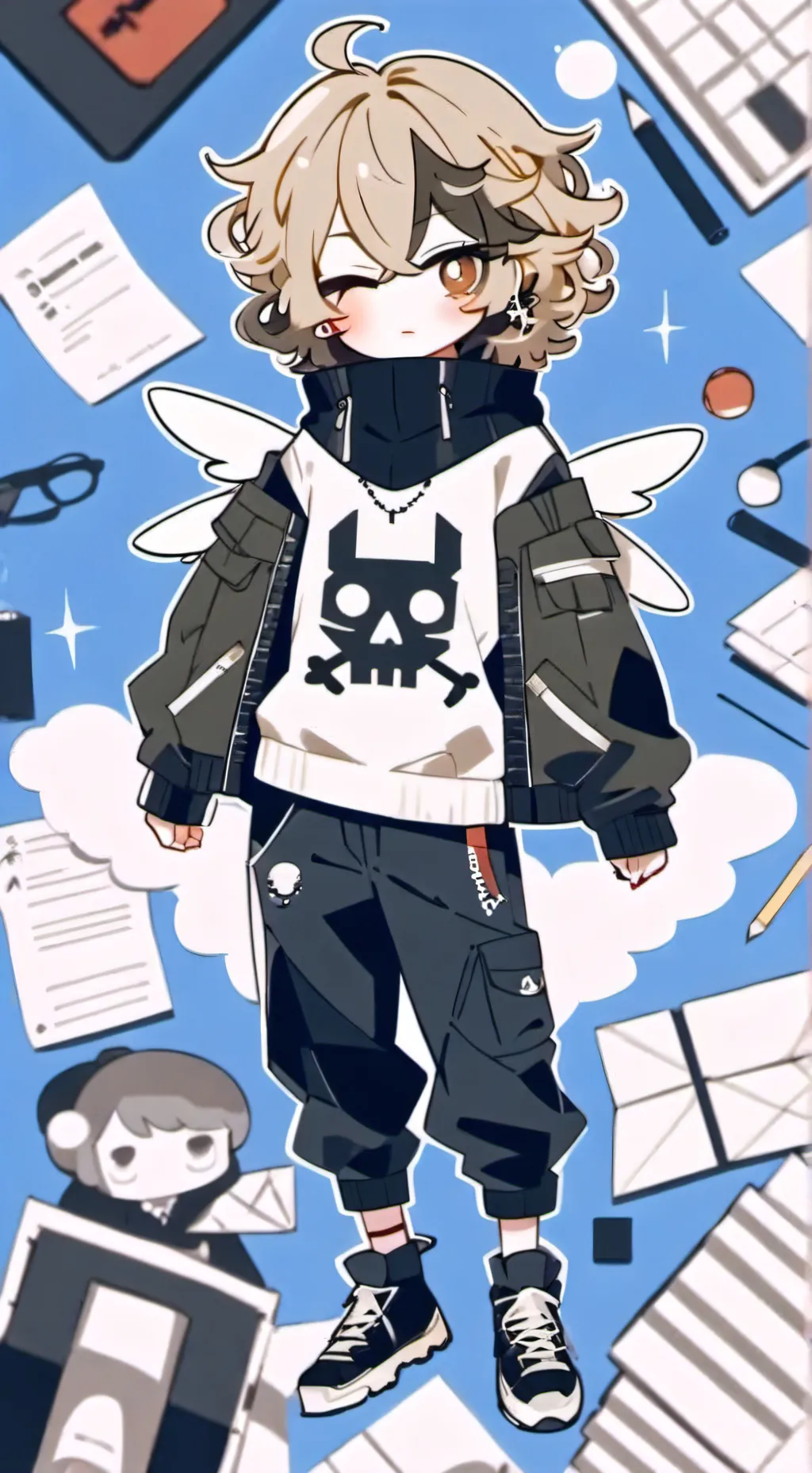 ai character: daisy leaf  background