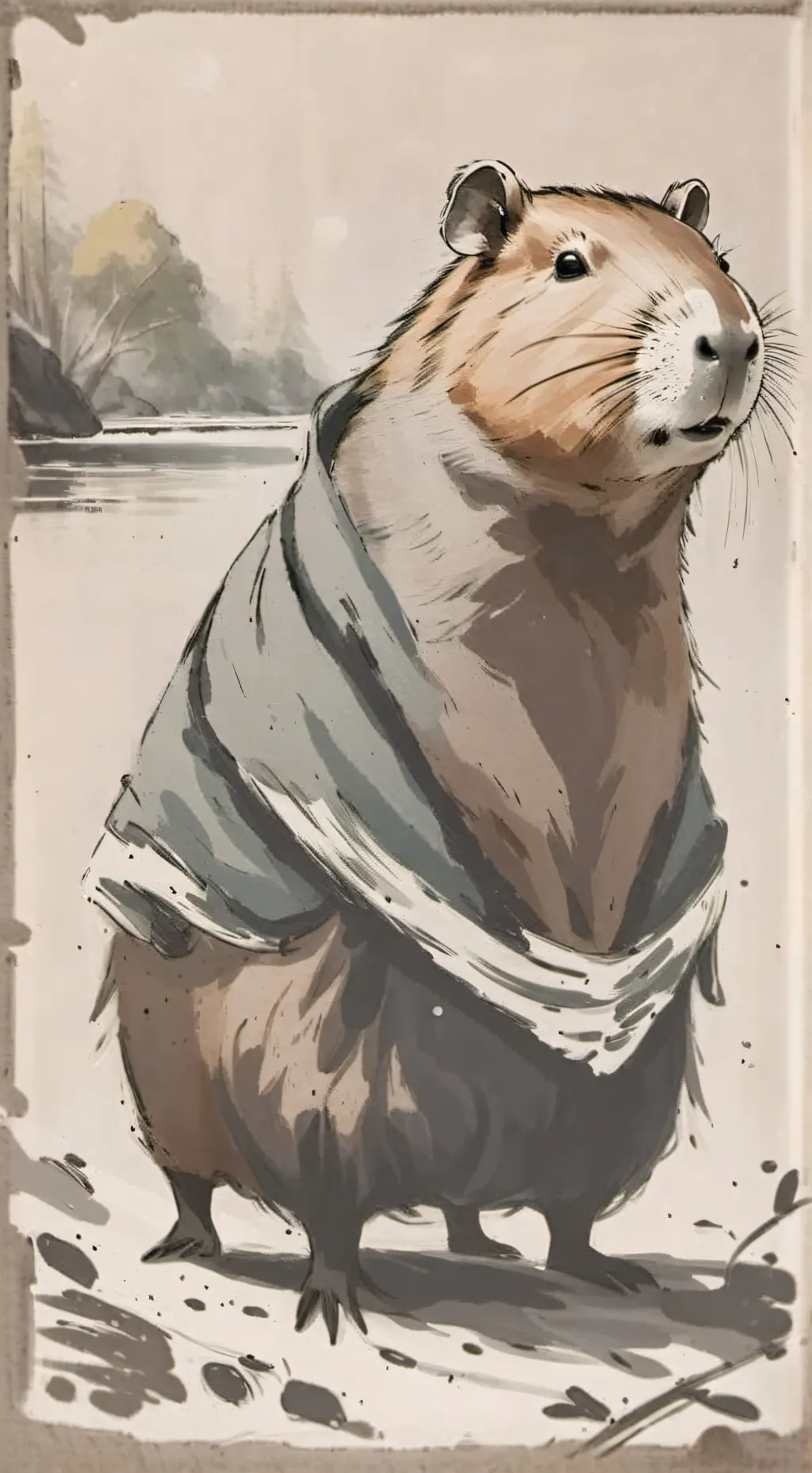 ai character: capybara  background