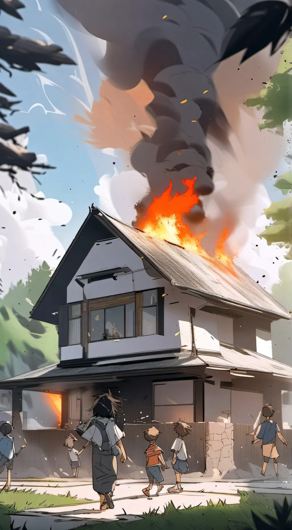 ai character: fire background