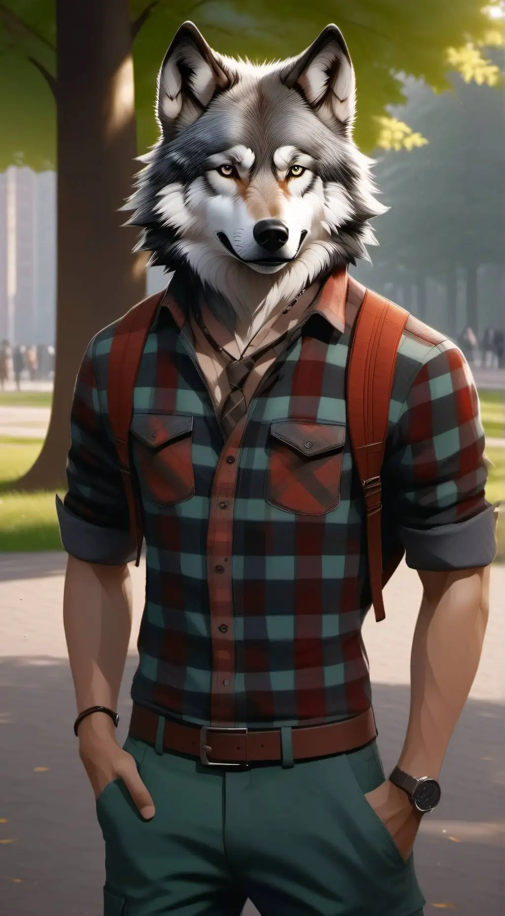 ai character: Canine Anthro Park background