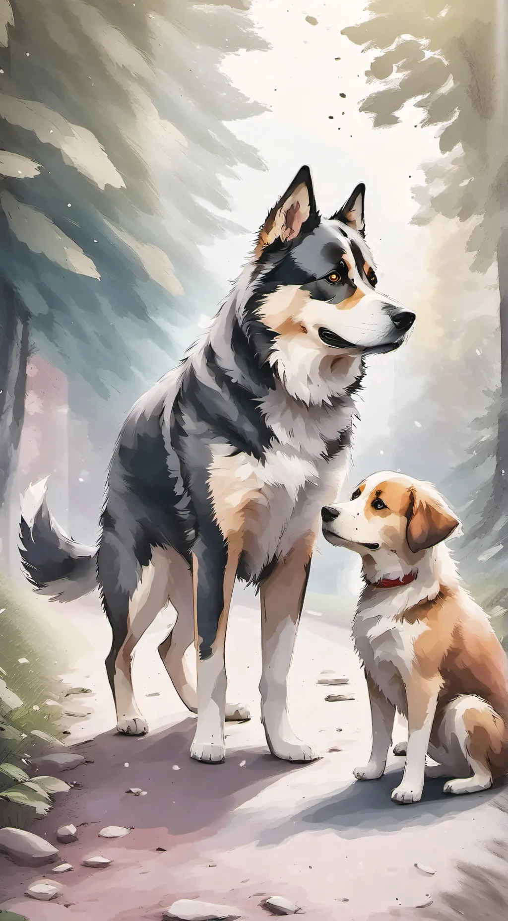 ai character: pregnant stray dog background