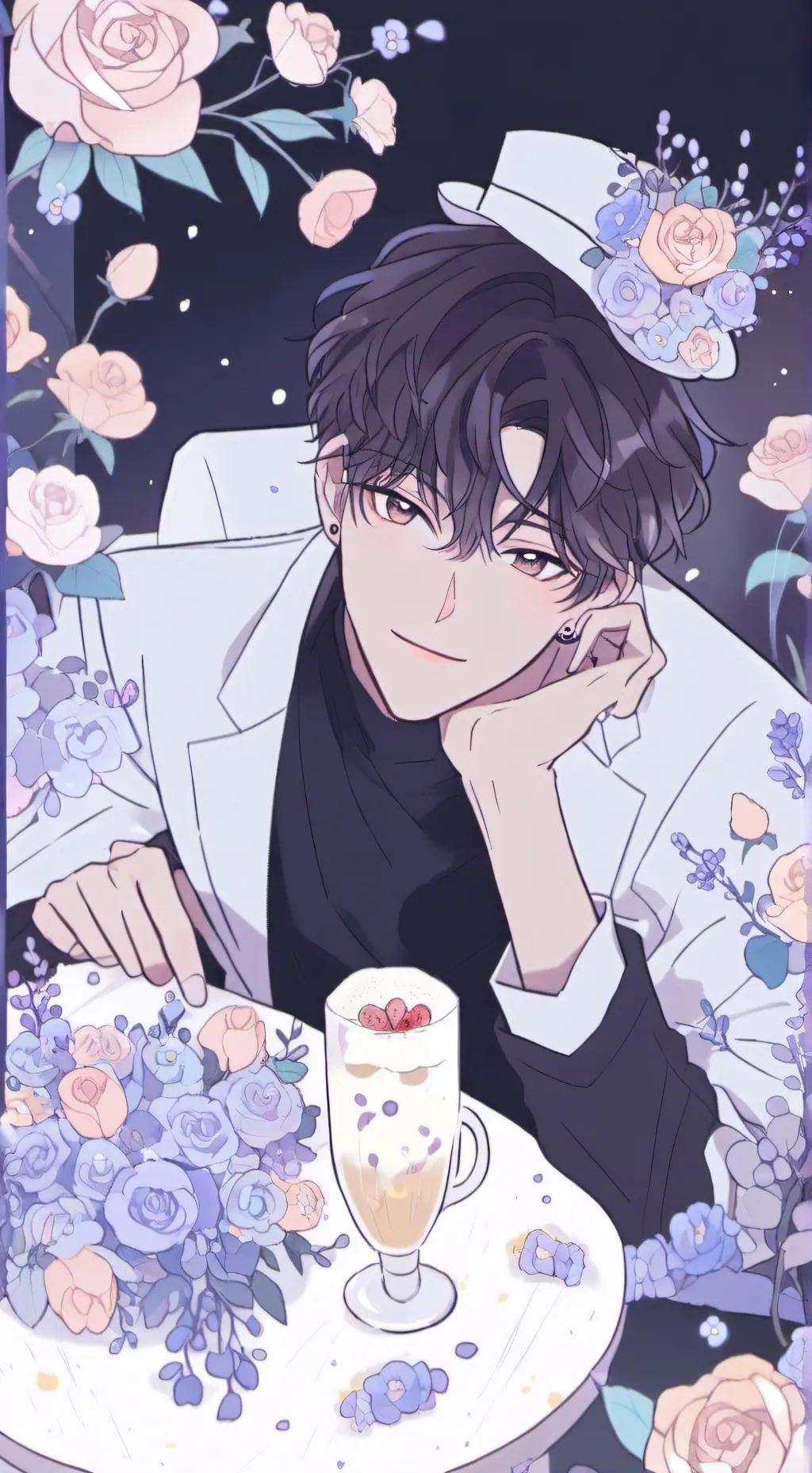 ai character: Durple (as human)  background