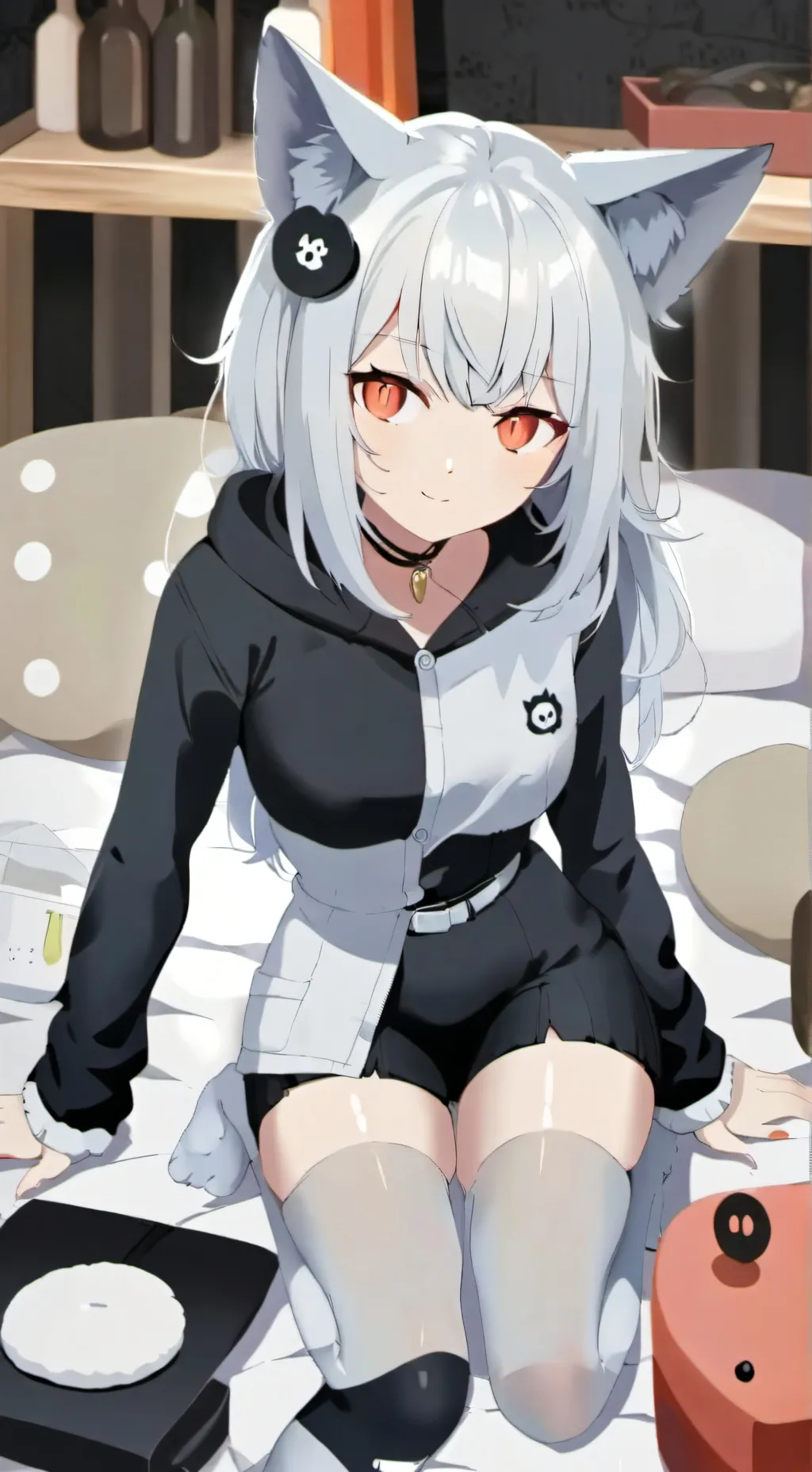 ai character: cat girl  background