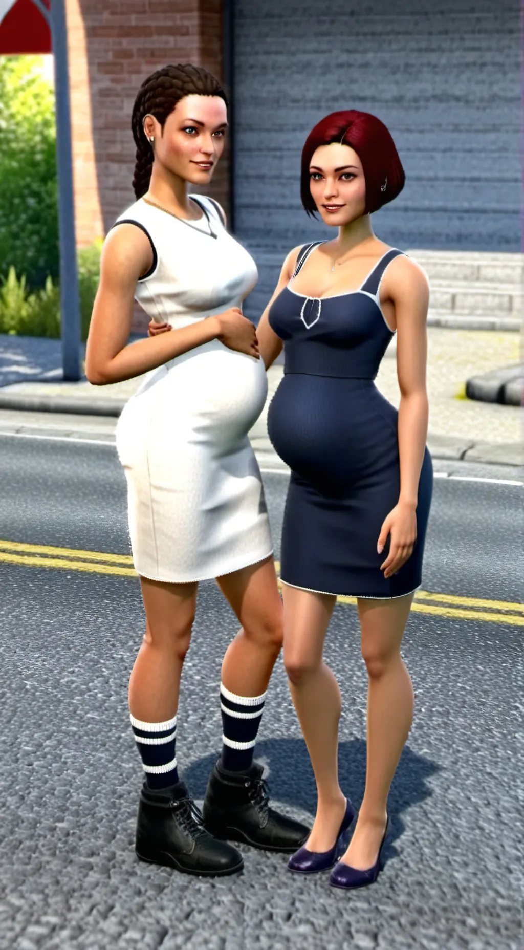 ai character: big belly girls  background