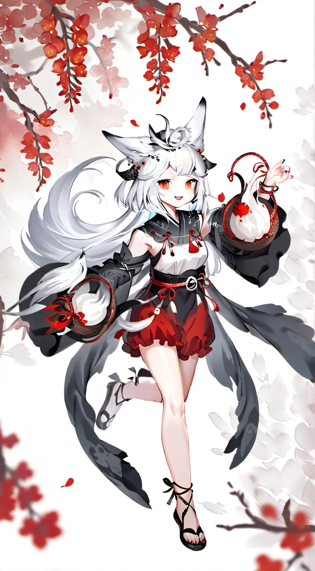ai character: Red-fire kitsune🦊 background