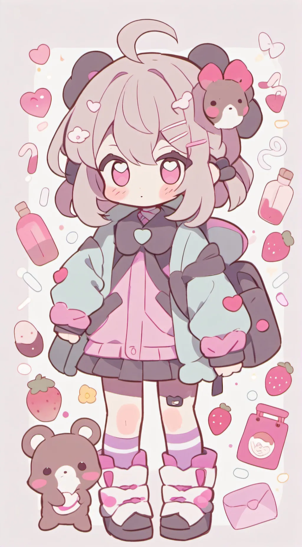ai character: Strawberry girl background