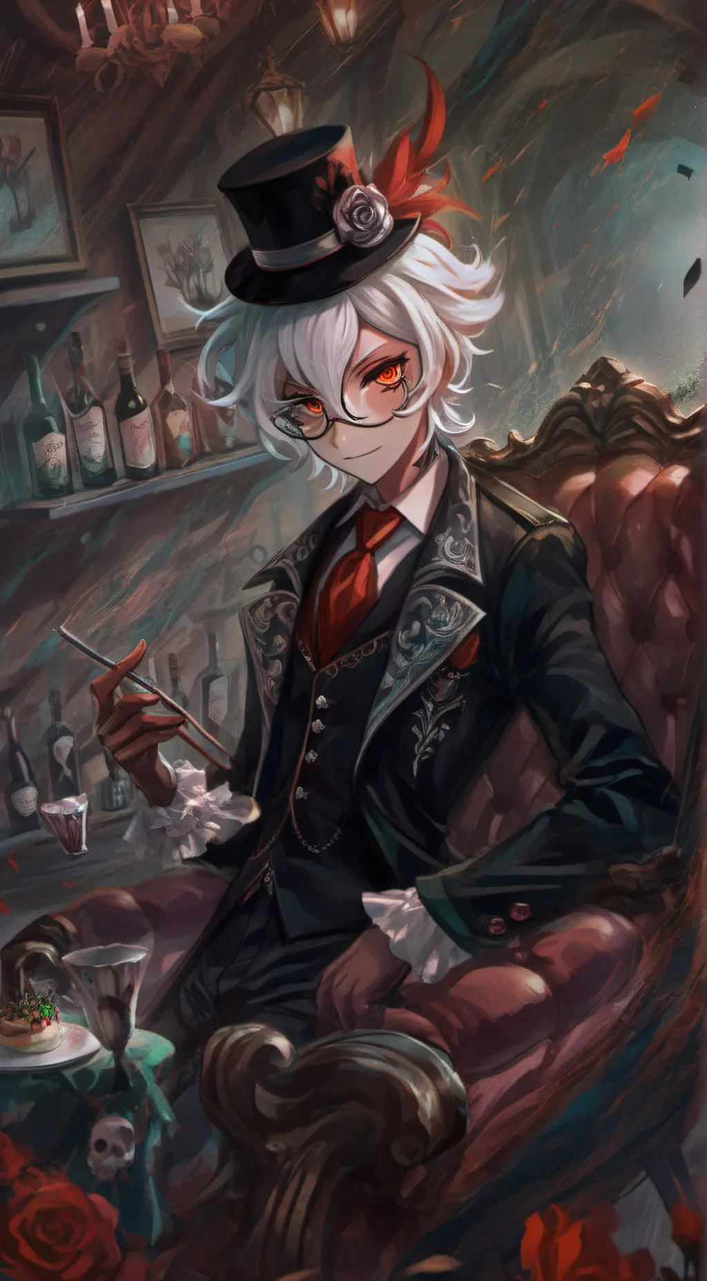 ai character: Alastor humano.🔪 background