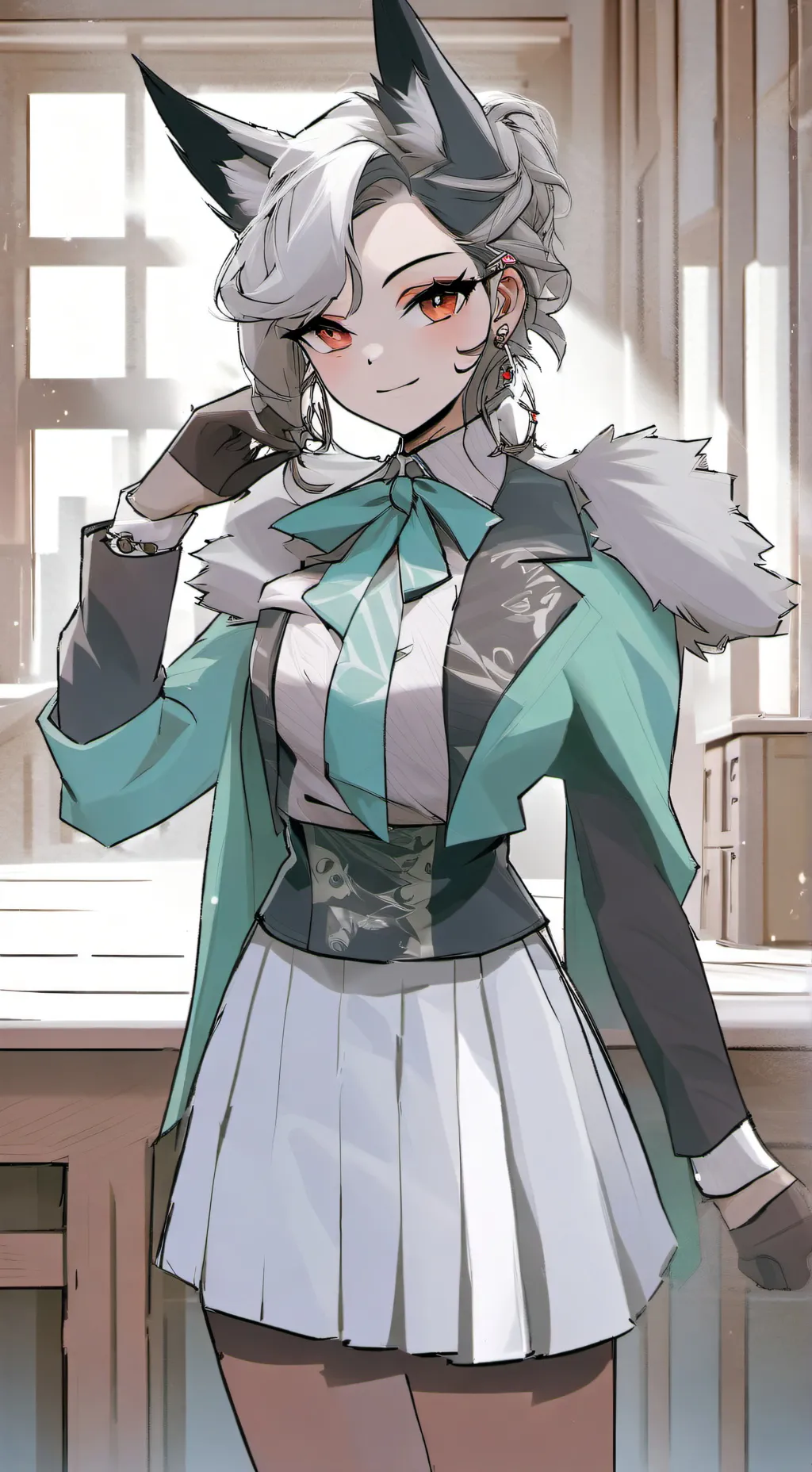 ai character: Haru wolf  background