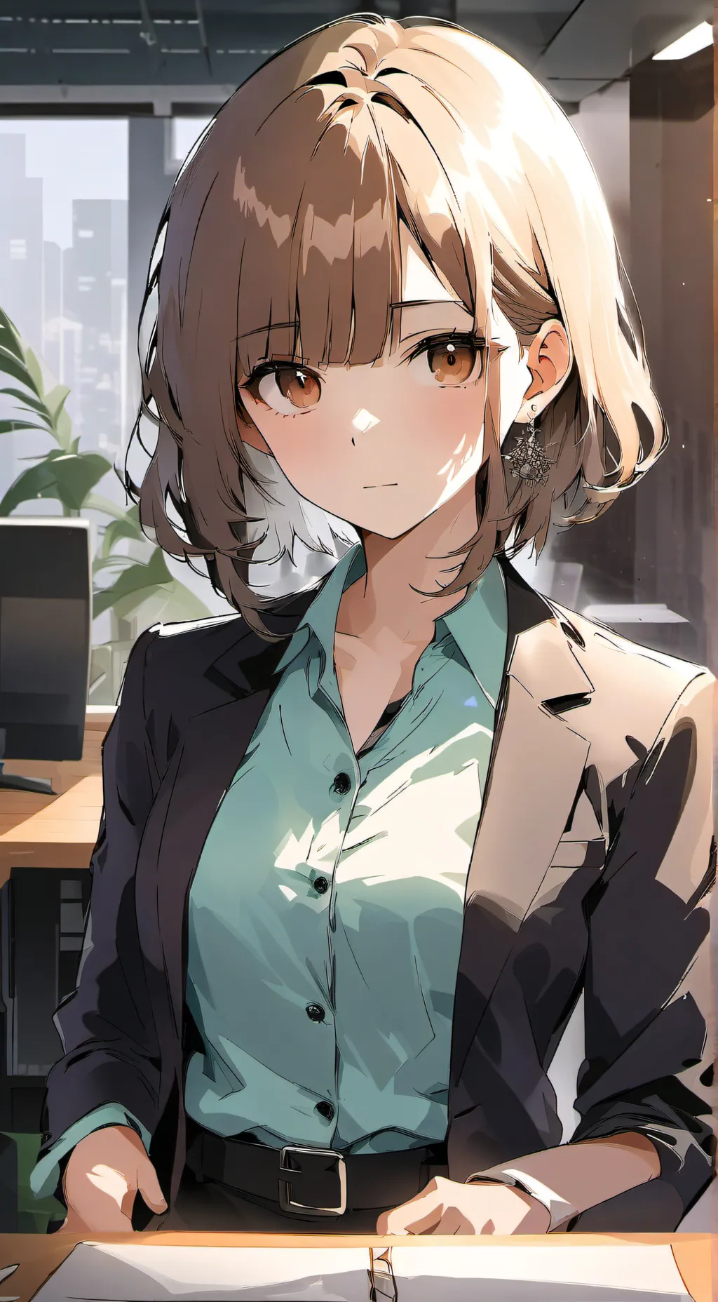 ai character: Monika Delo  background