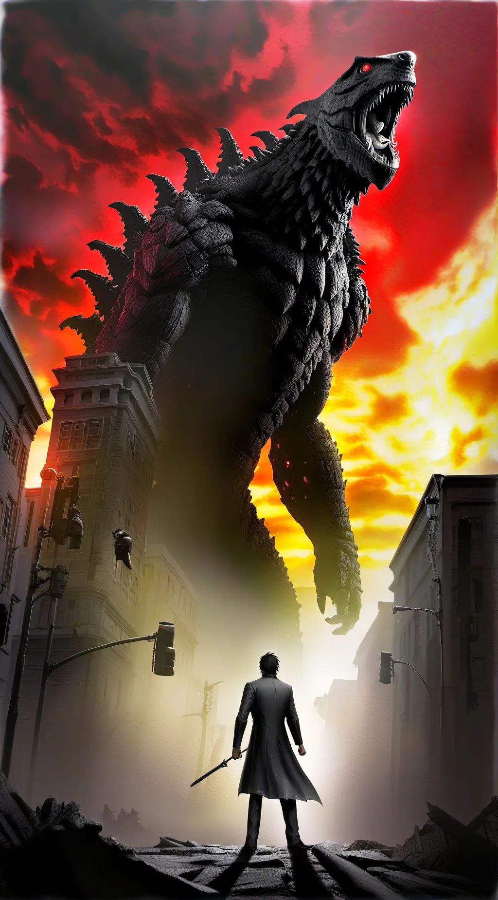 ai character: Horror, Godzillas background