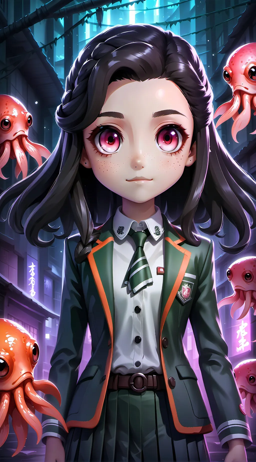 ai character: Nezuko Squid Games background