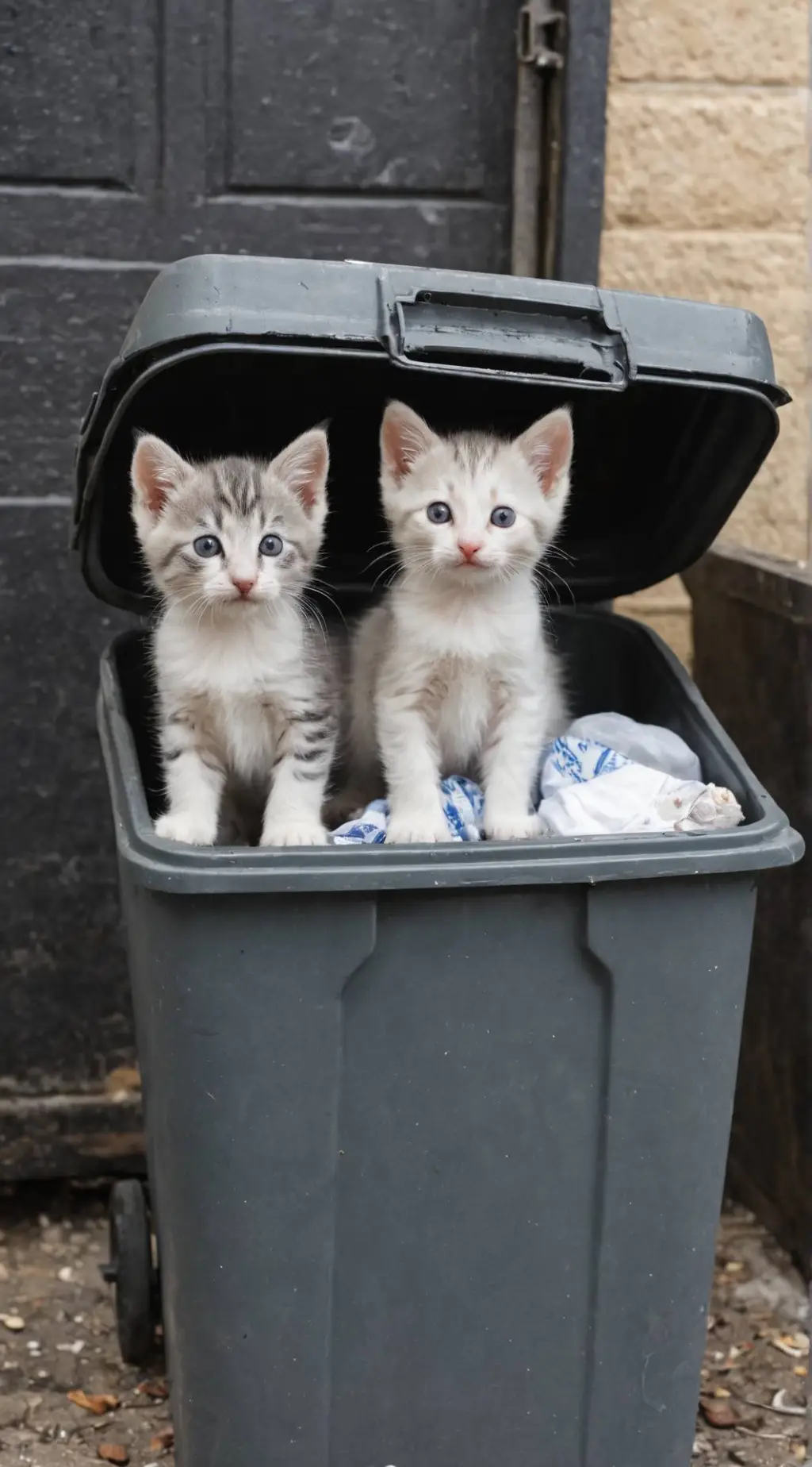 ai character: Kittens in the bin background