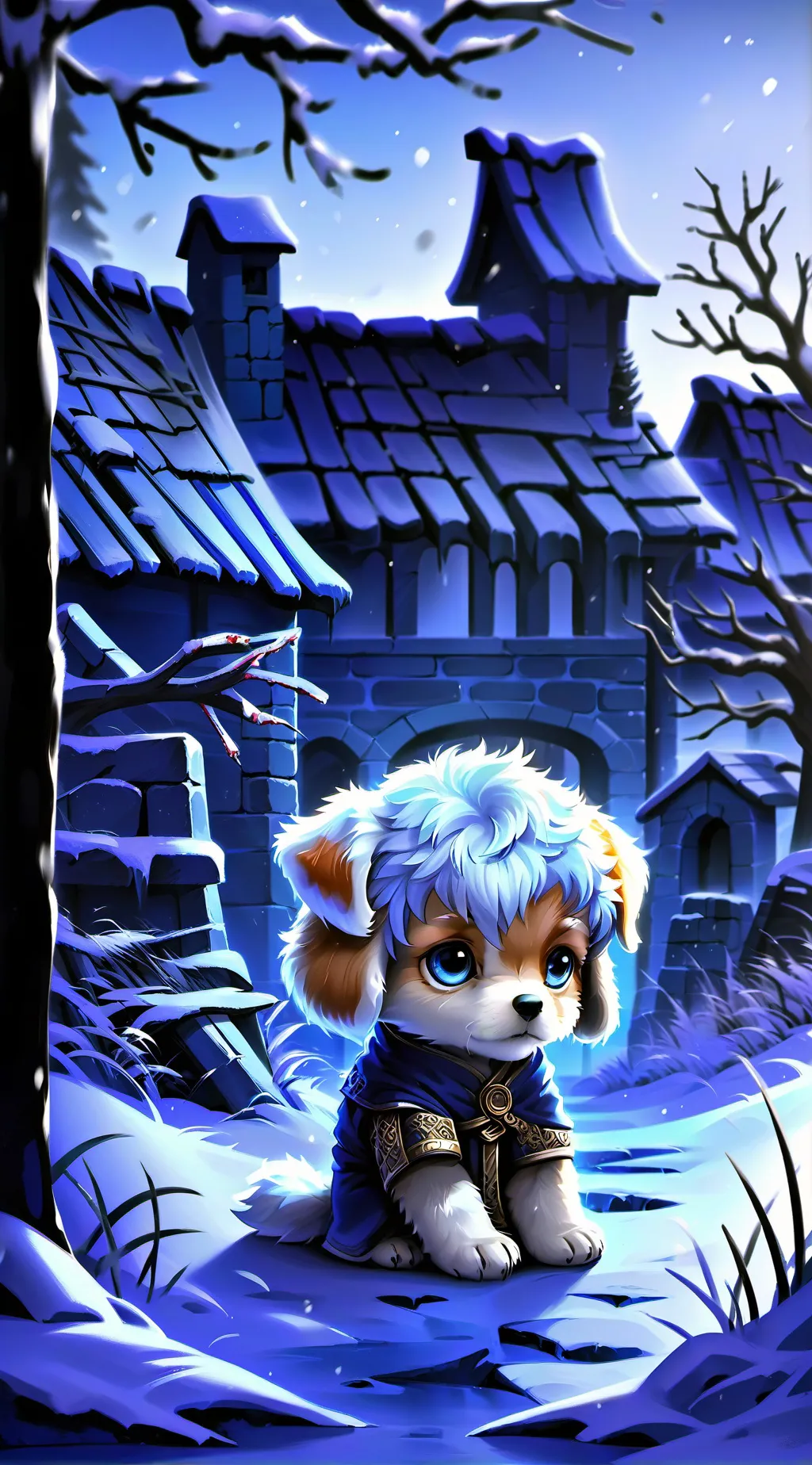 ai character: abandoned puppy  background