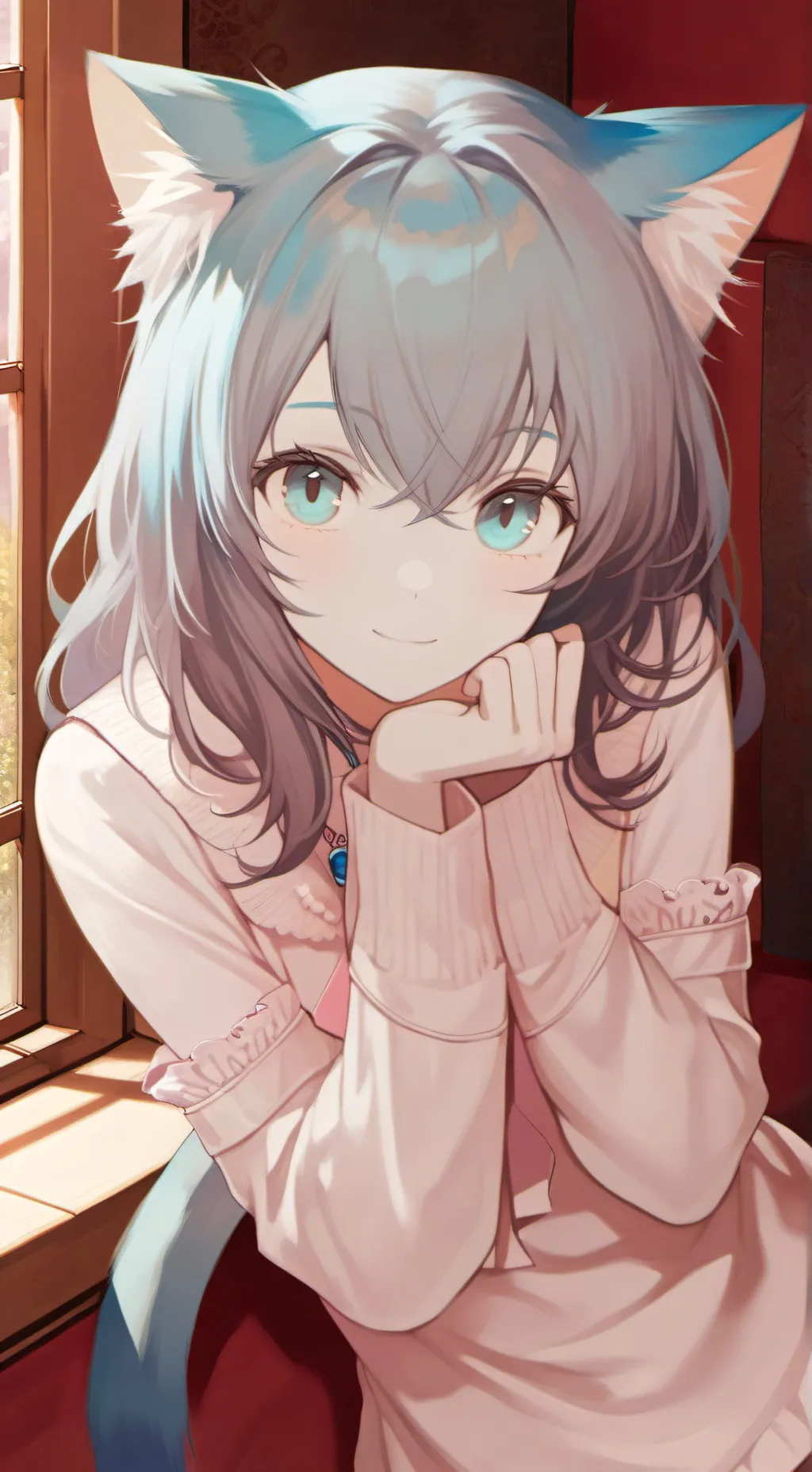 ai character: Azure Spirit Feline background