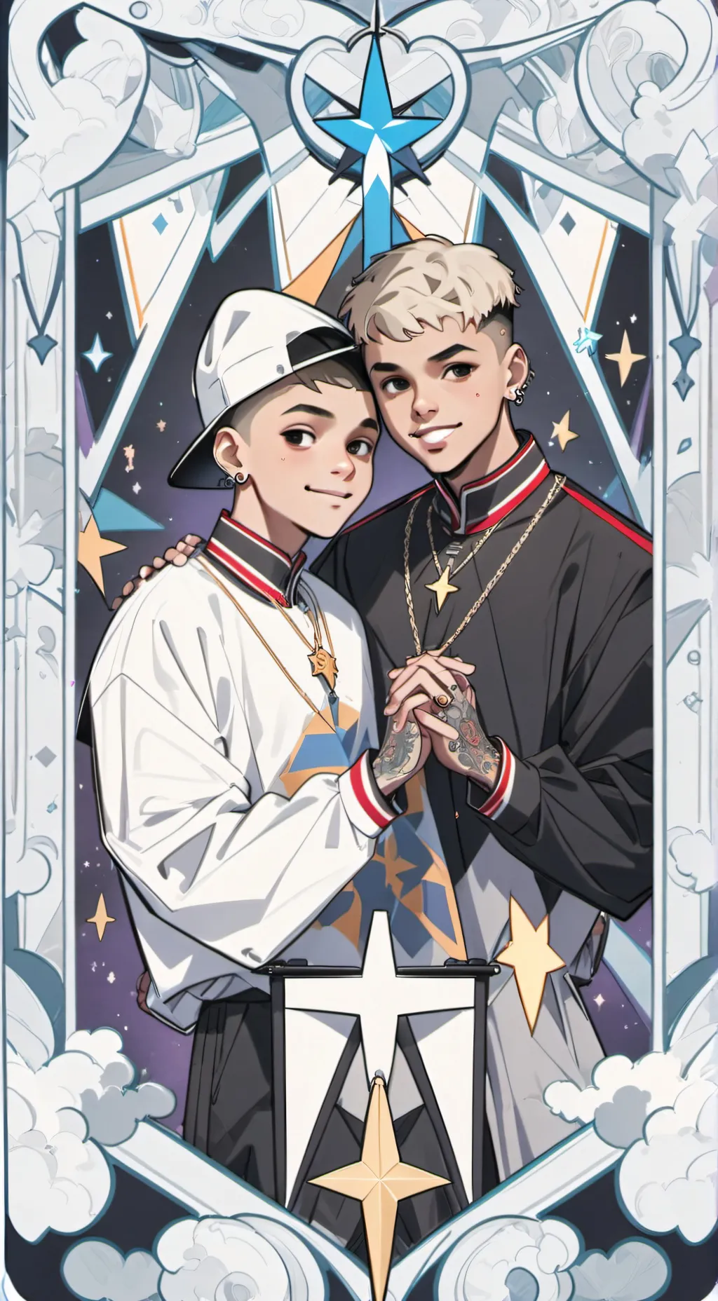 ai character: Chris and Justin  background