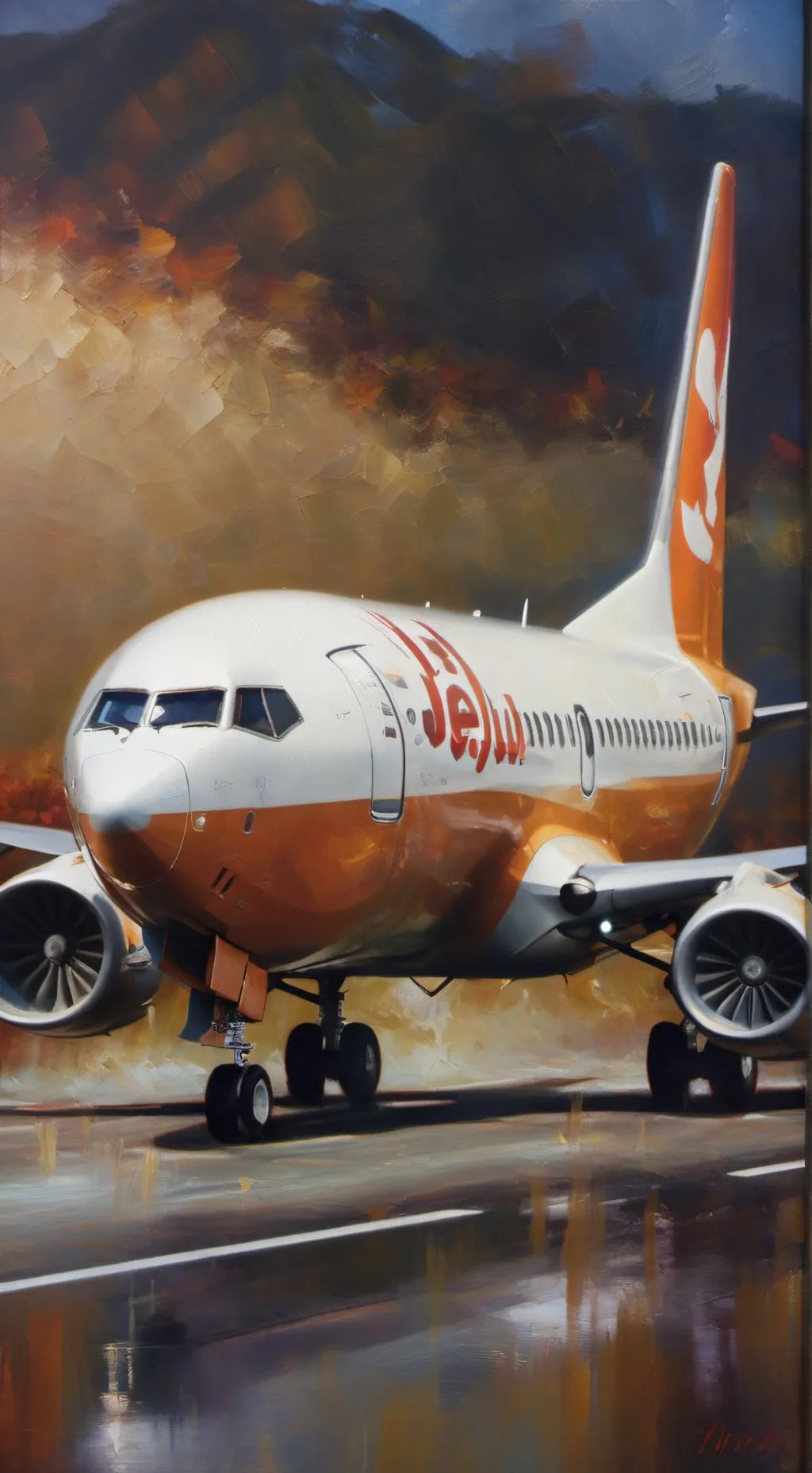 ai character: Jeju air 2216 background