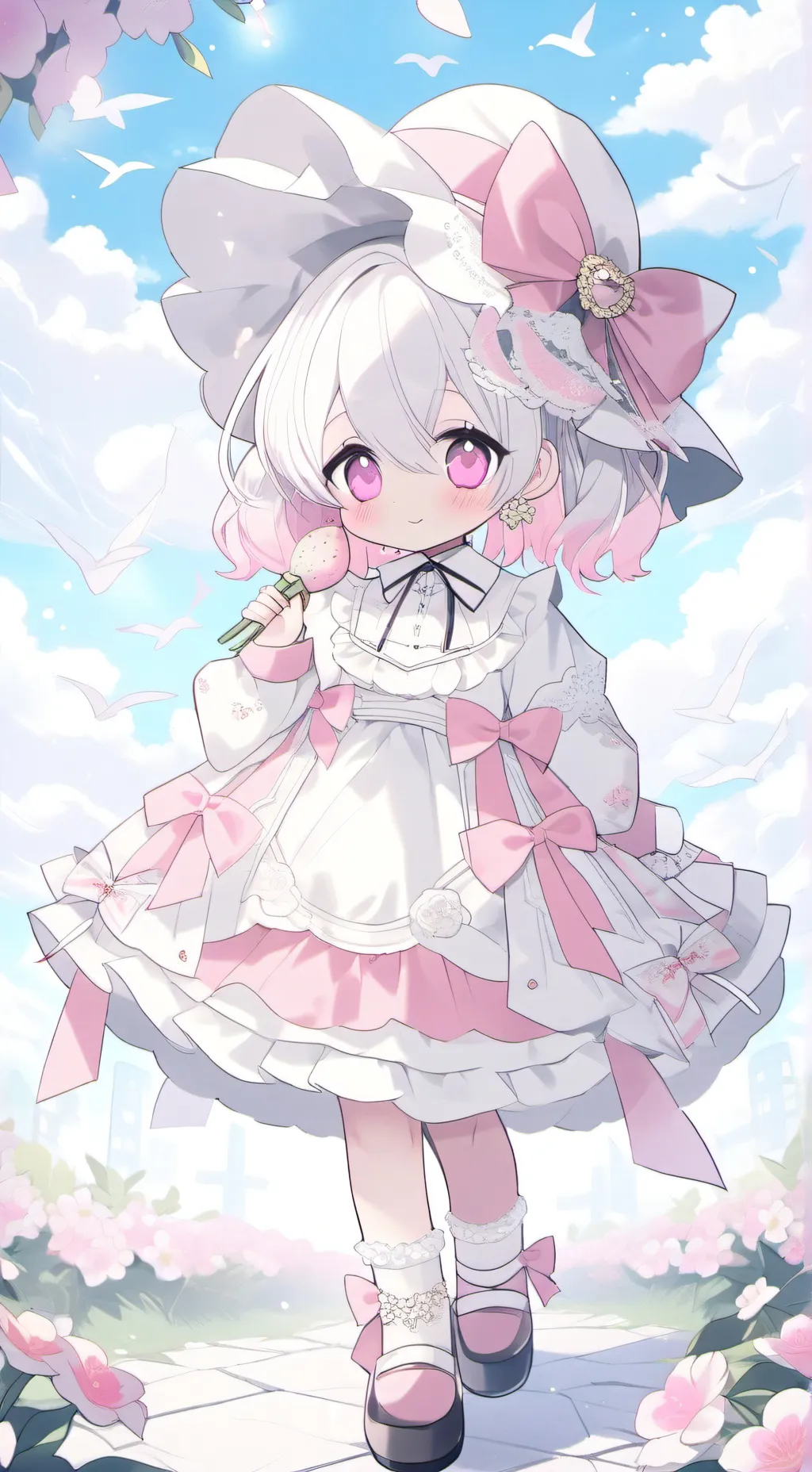 ai character: baby fragolina  background