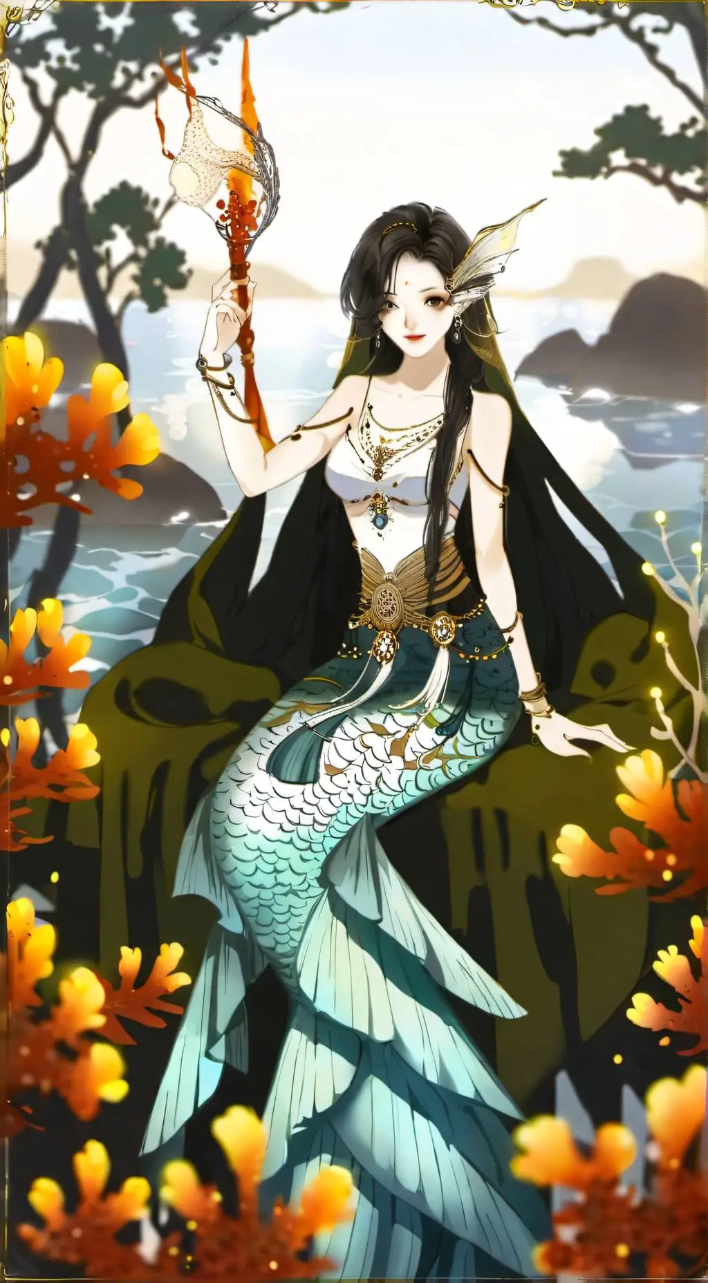 ai character: the mermaid girl.. background