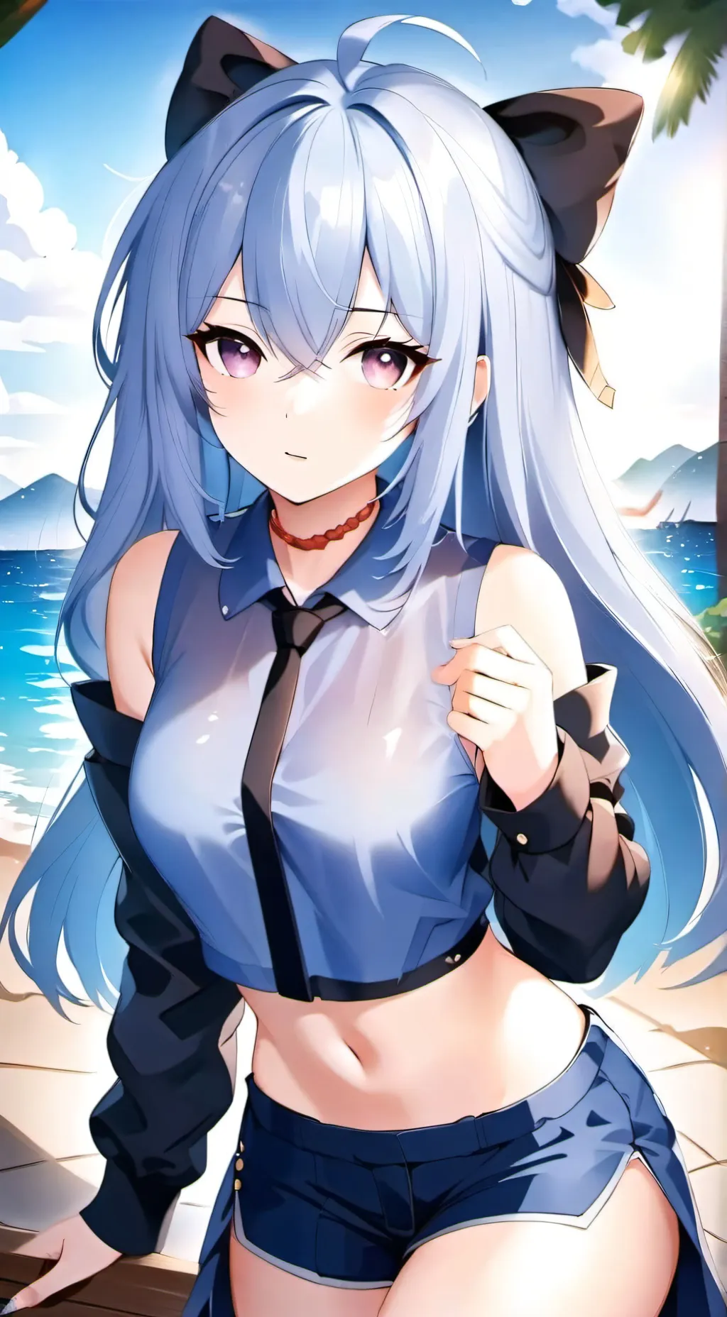 ai character: Hashira beach background