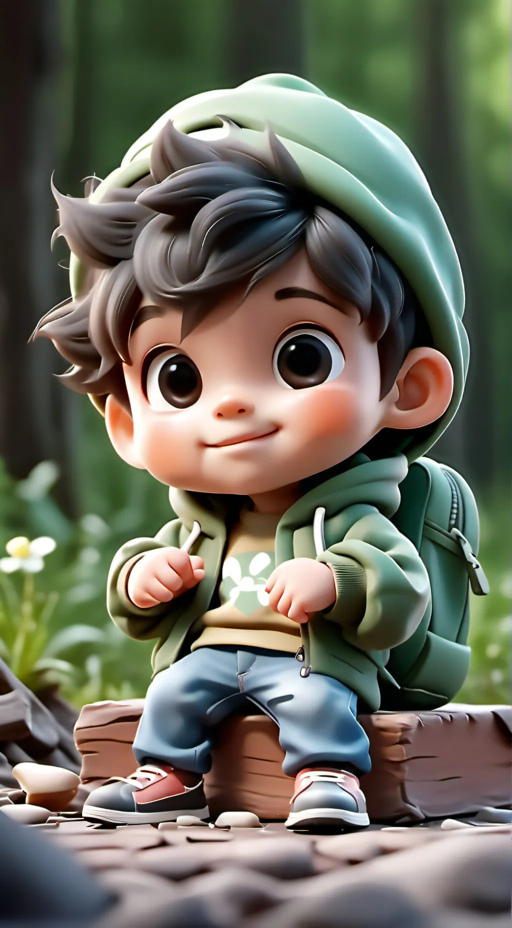 ai character: homelass baby  background