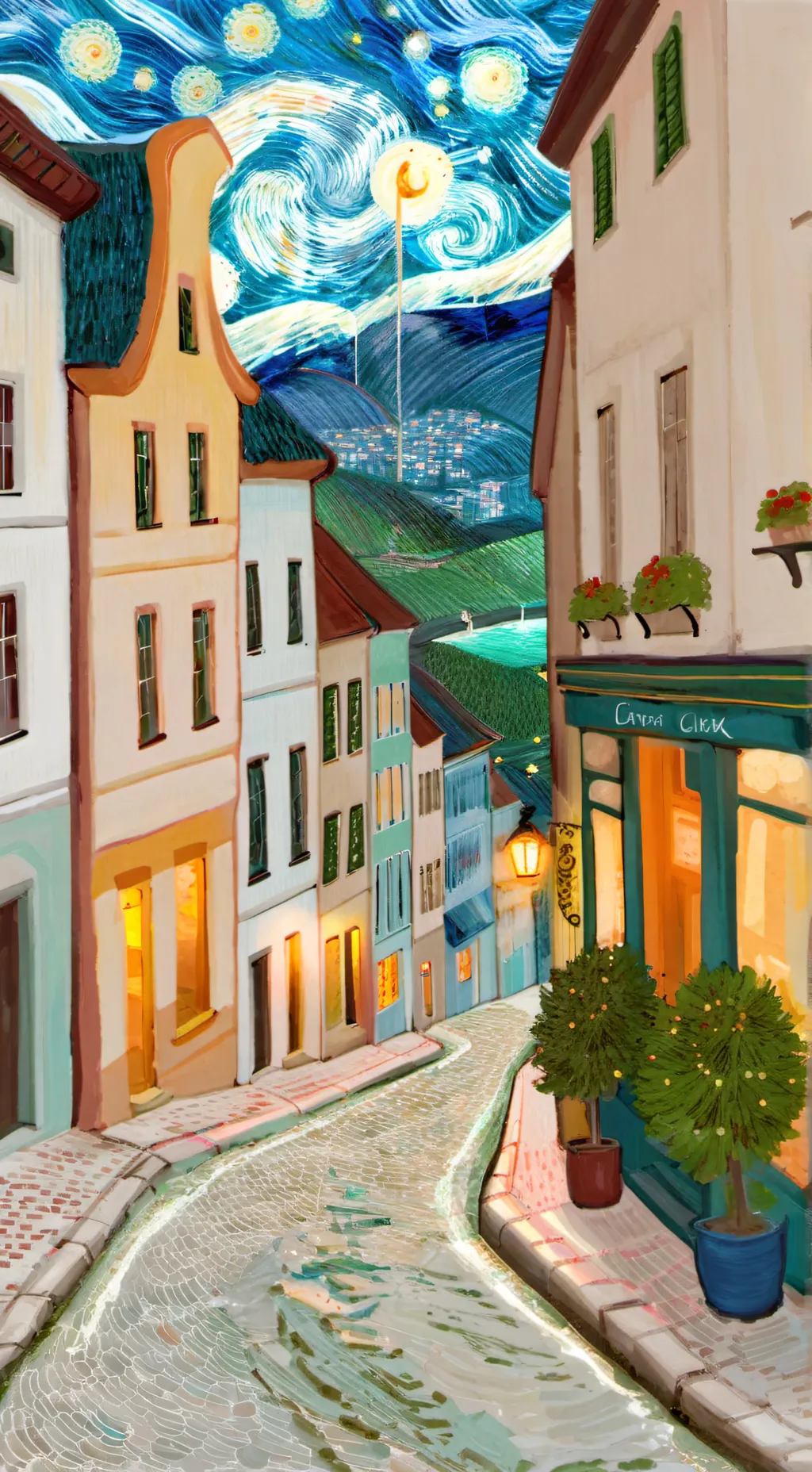 ai character: a normal town background