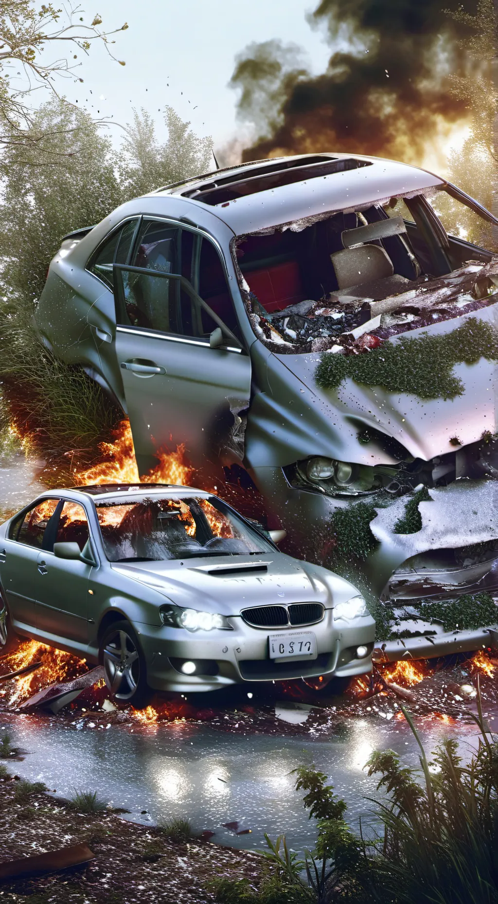 ai character: FPE car crash background