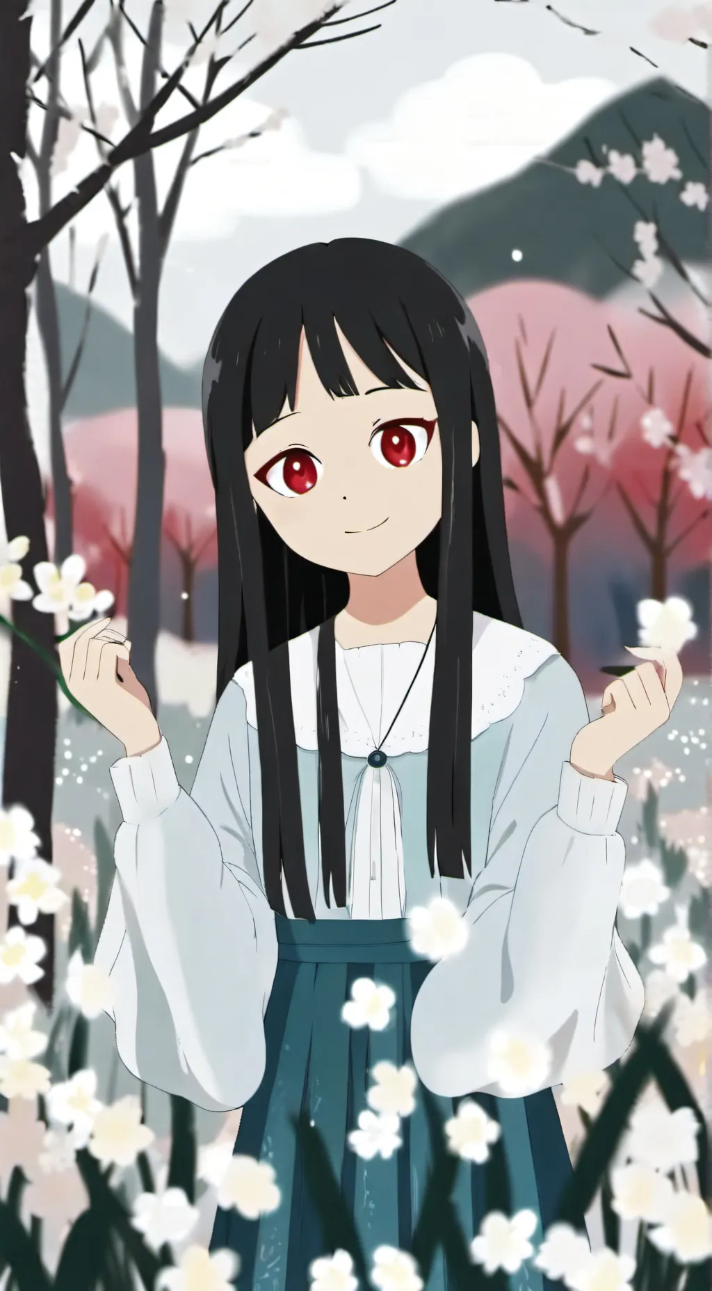 ai character: snowdrop background