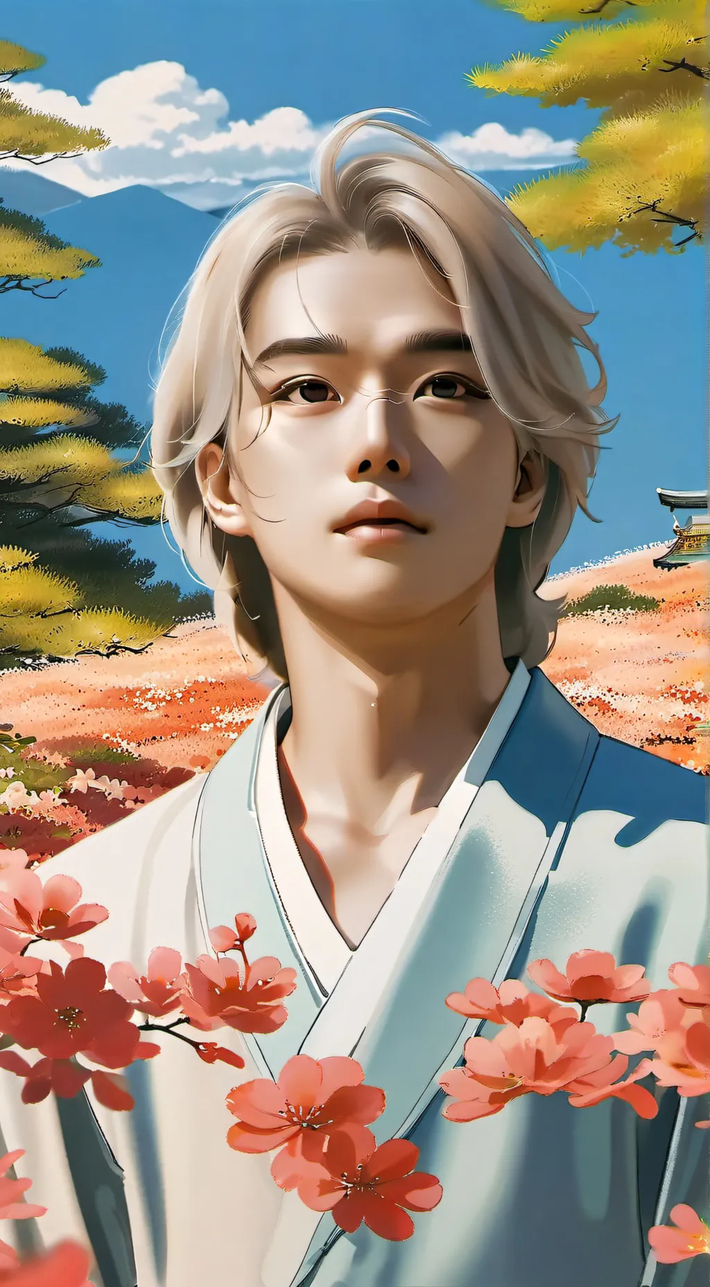 ai character: Lee Felix from skz background