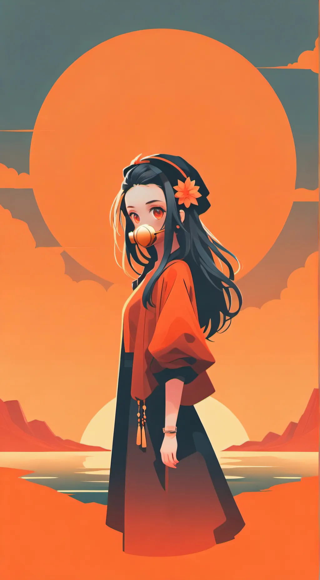 ai character: nezuko dans mha  background