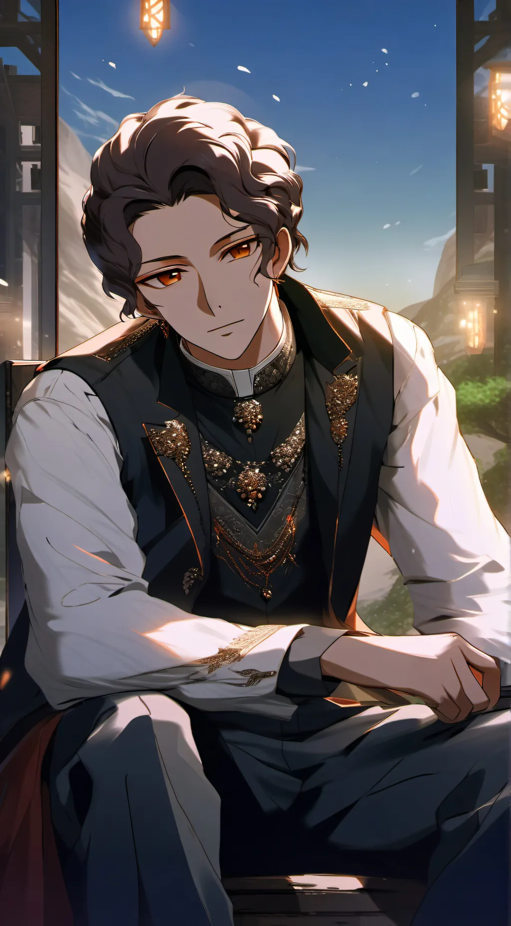 ai character: Muzan and Daki background