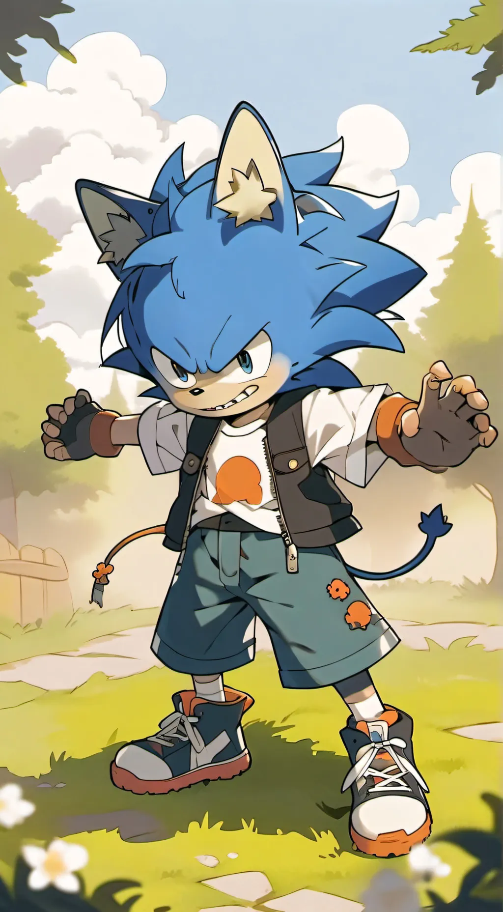 ai character: Shadowsonic silver background