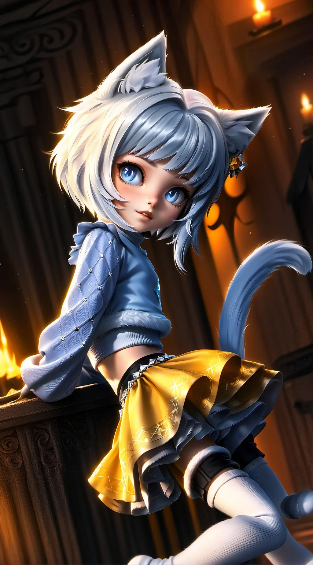 ai character: Frosty Feline Spirit background