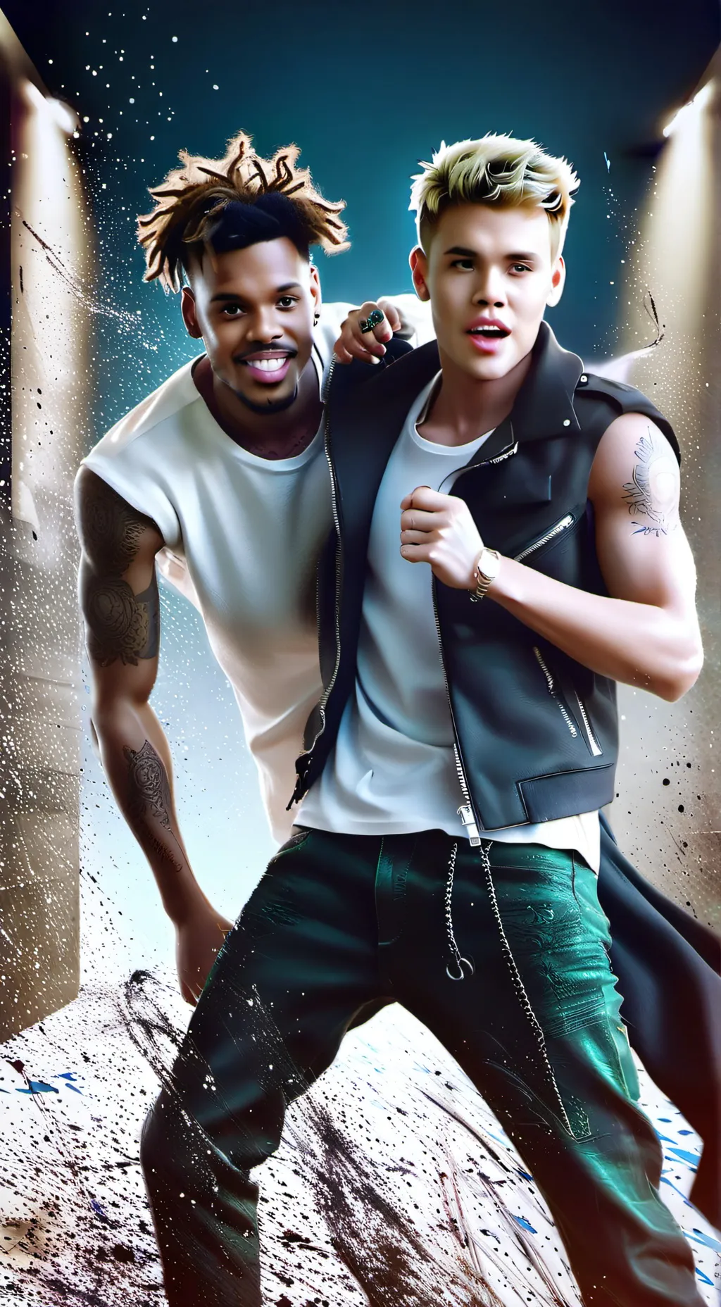 ai character: Chris and Justin  background