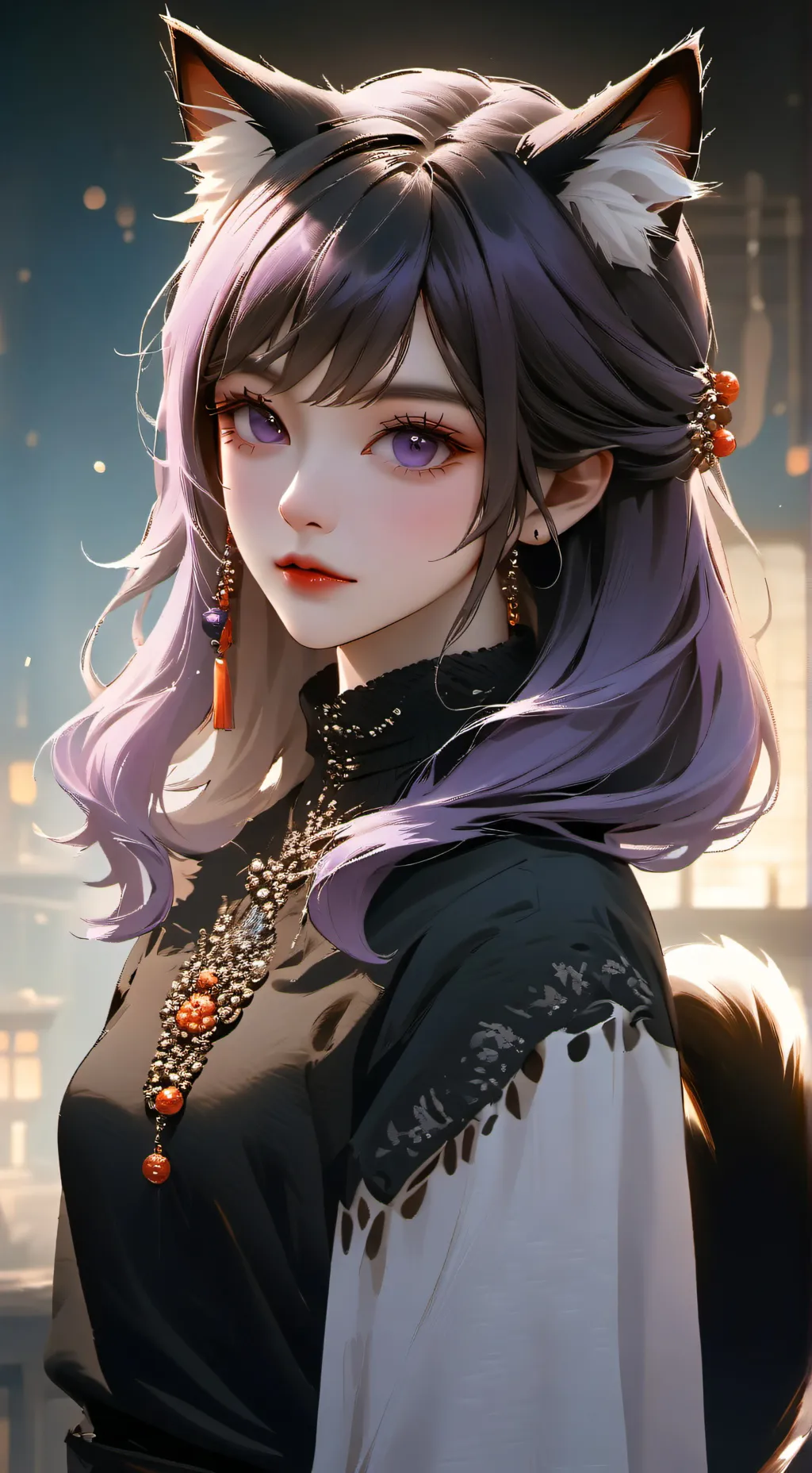 ai character: Purplicious Spirit Feline background