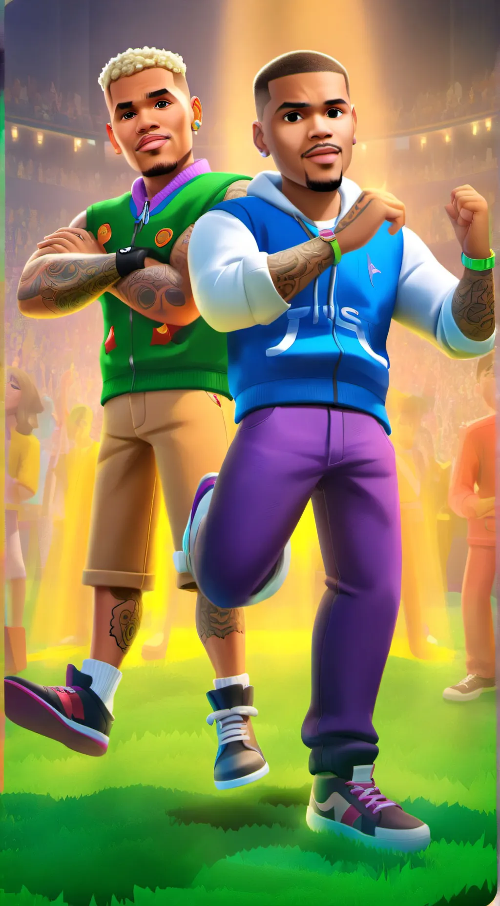 ai character: Chris and Justin  background